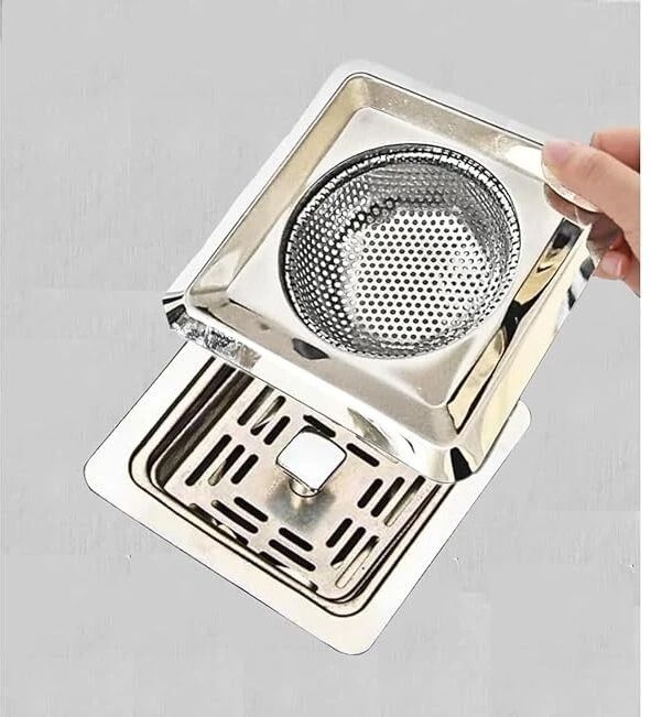 Kitchen Sink, Basin Stainless Steel Push Down Strainer