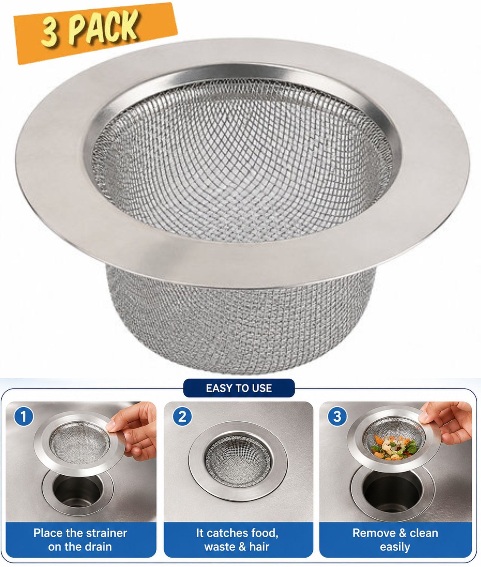 zeecarts Kitchen Sink, Bathtub, Bathroom Sink, Basin, Floor Stainless Steel Pop-Up Strainer-picture-32