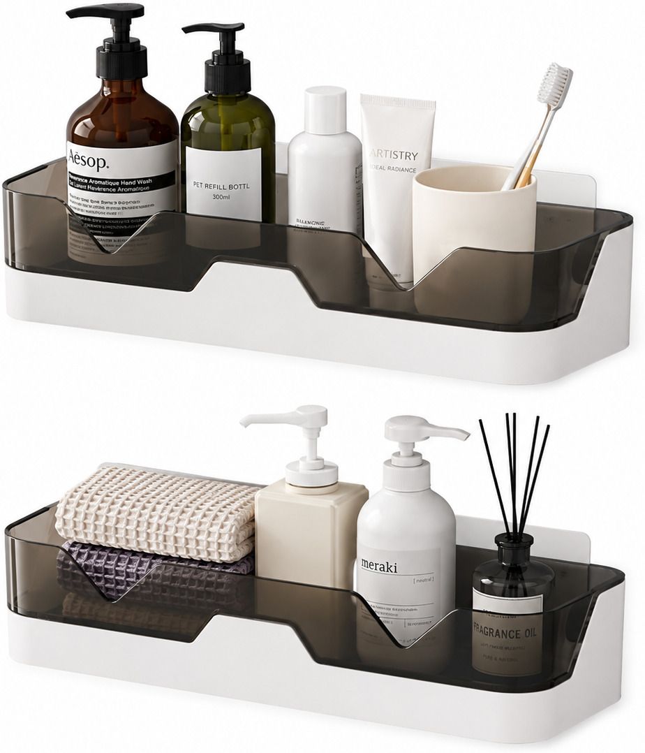 SAMYASH Bathroom Rack Shelf Organizer Plastic Wall Storage Rack Kitchen (Pack 2) Plastic Wall Shelf-picture-16
