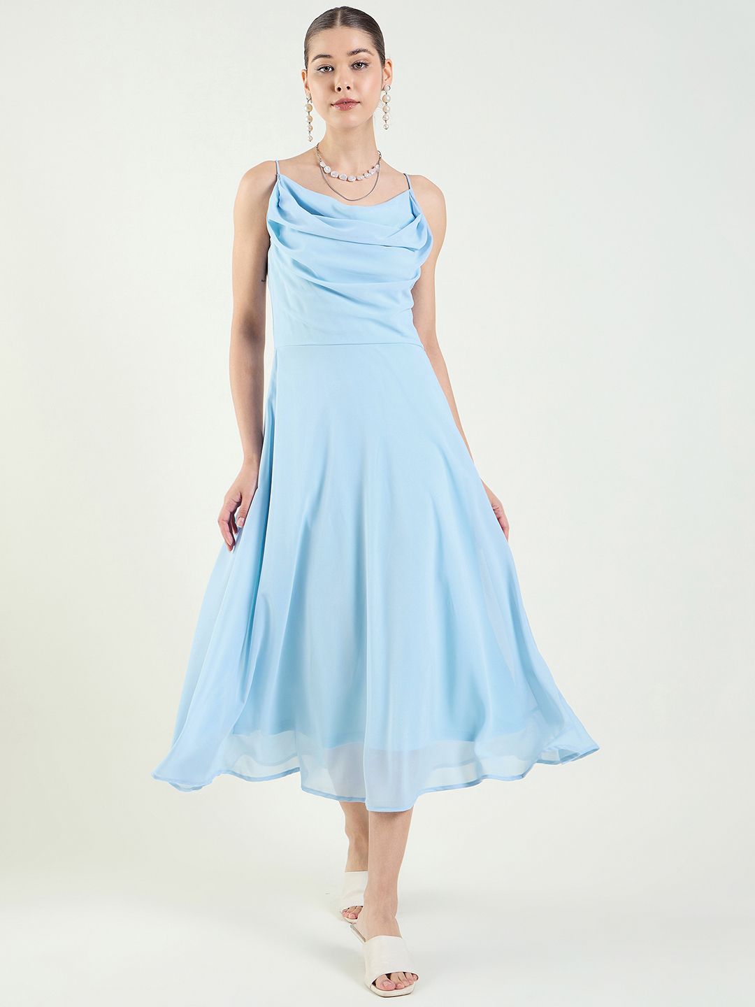 metronaut Women Fit and Flare Light Blue Midi/Calf Length Dress-picture-32