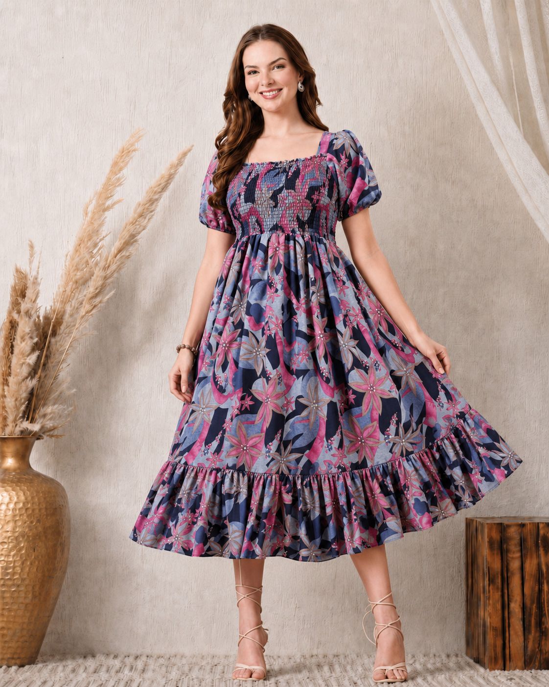 deklook Women Fit and Flare Blue Maxi/Full Length Dress-picture-29