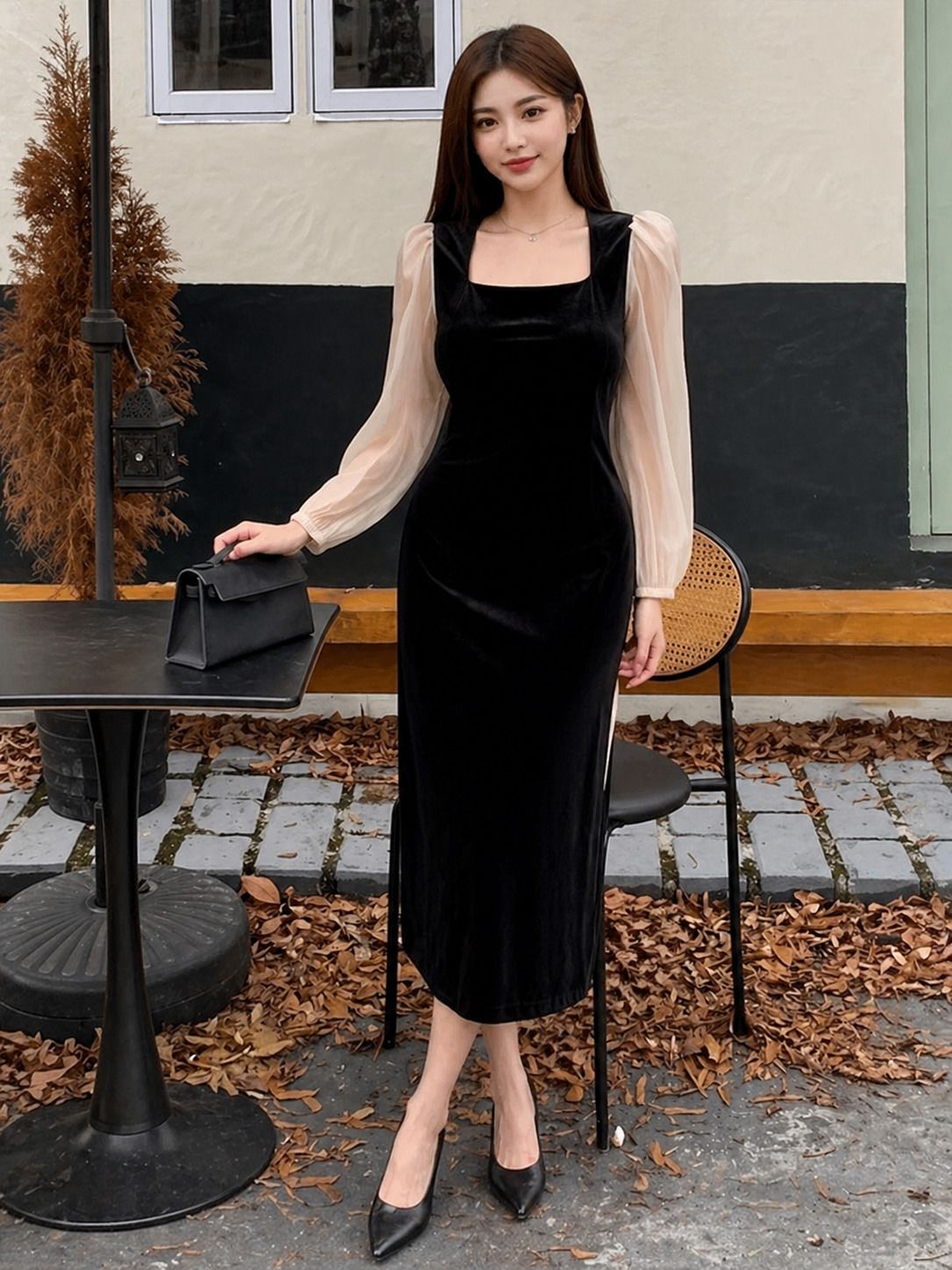 cajuni Women Sheath Black Midi/Calf Length Dress-picture-9