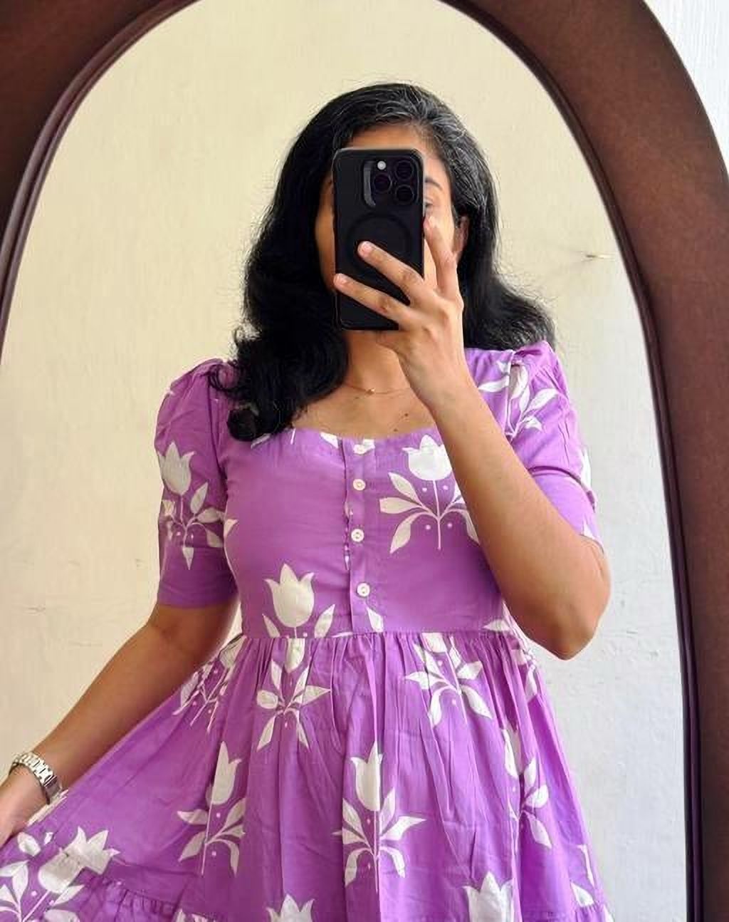 Women Tiered Purple Ankle Length Dress-image-44