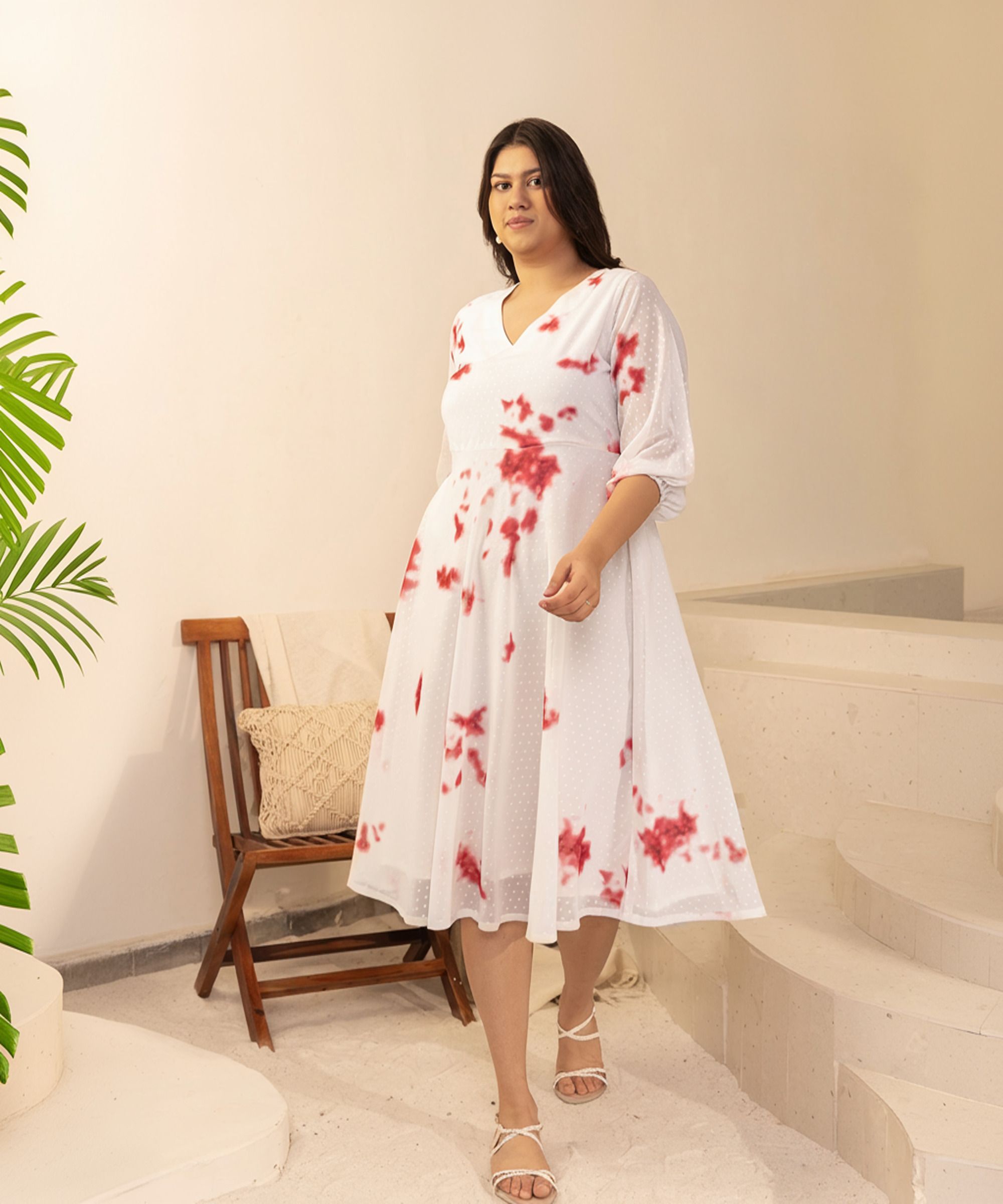 Women Fit and Flare White Midi/Calf Length Dress-image-32