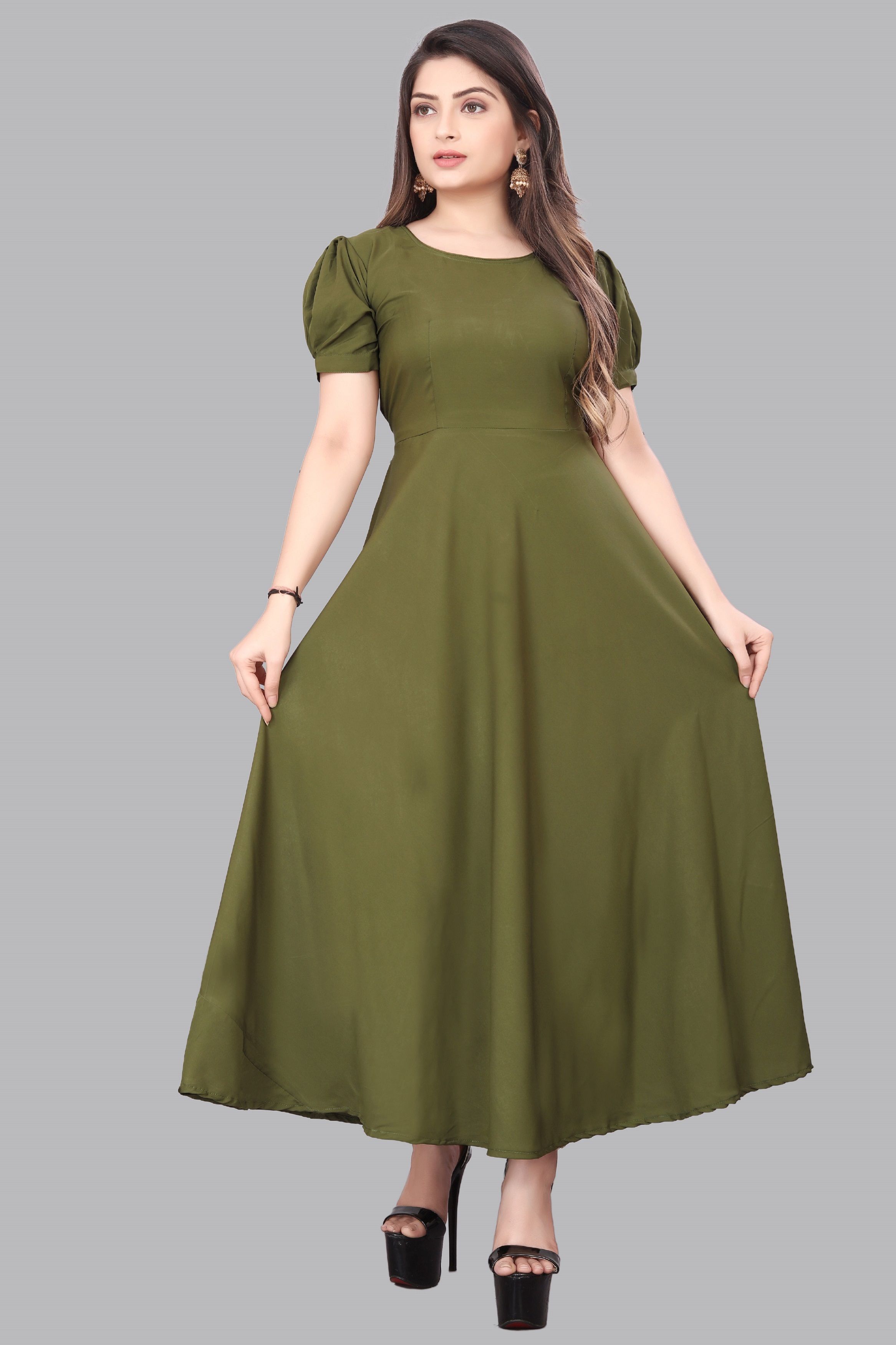jyotestore Women Maxi Green Full Length Dress-picture-47