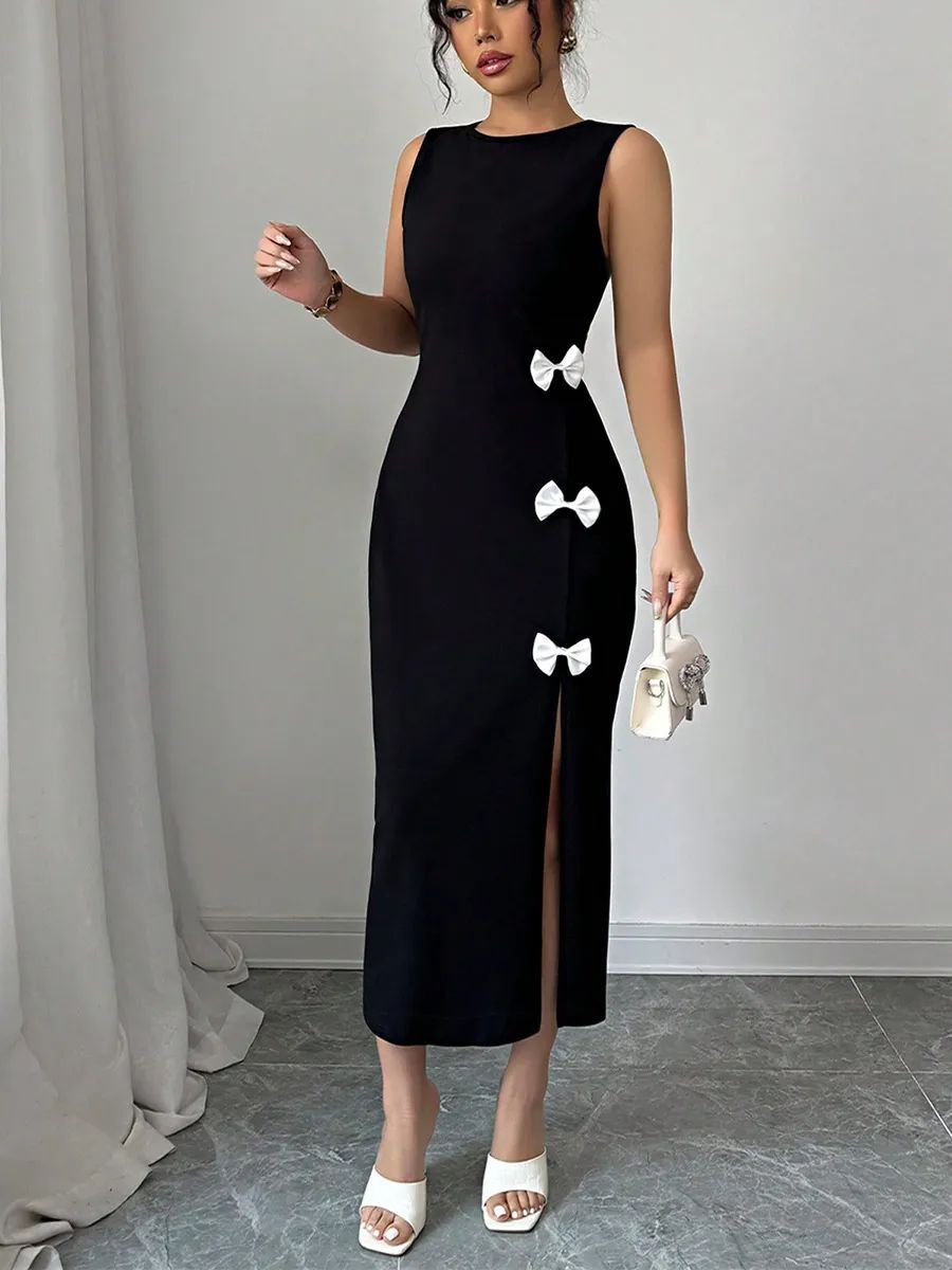 Women Sheath Black Maxi/Full Length Dress-image-49