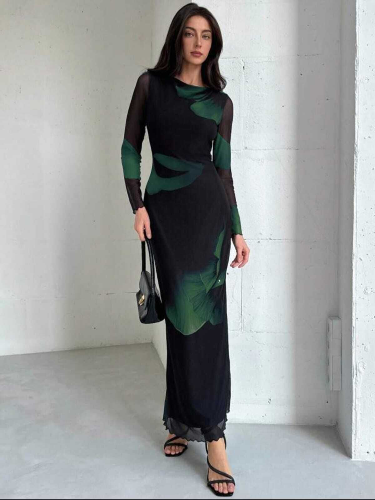 Women Bodycon Green Maxi/Full Length Dress-image-46