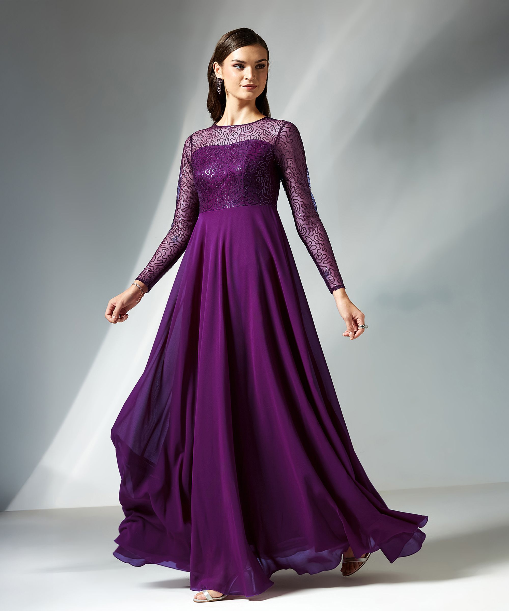 Women Maxi Purple Full Length Dress-image-1