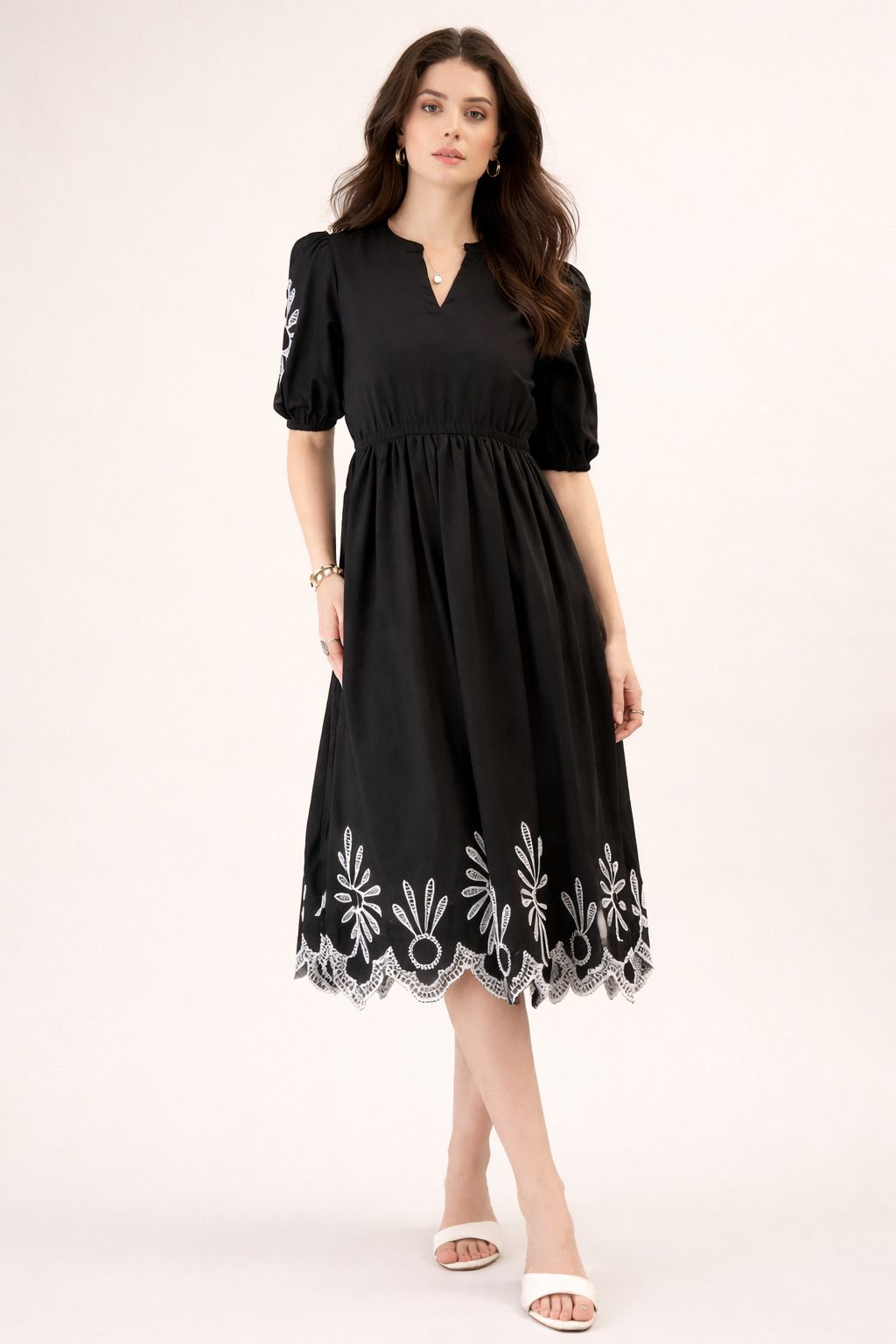 monvari Women Maxi Black Midi/Calf Length Dress-picture-2