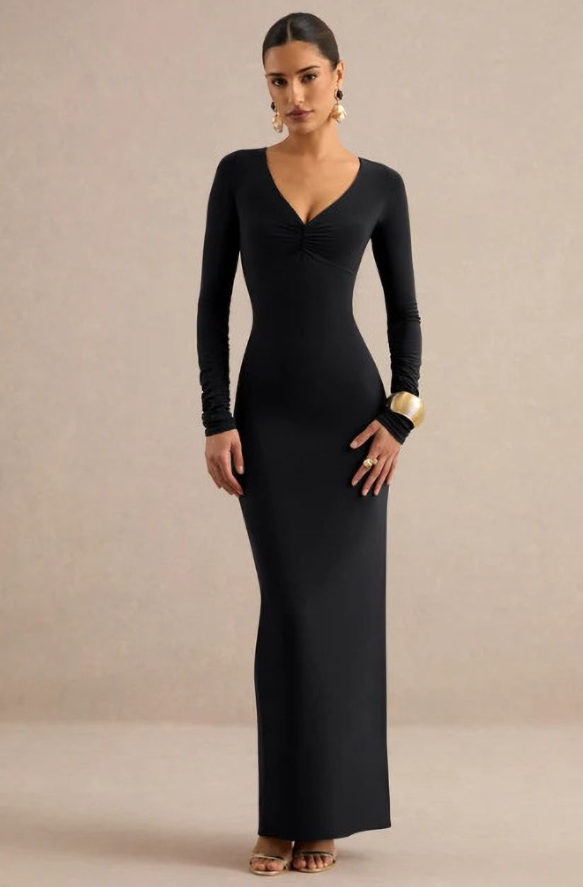Women Bodycon Black Maxi/Full Length Dress-image-49