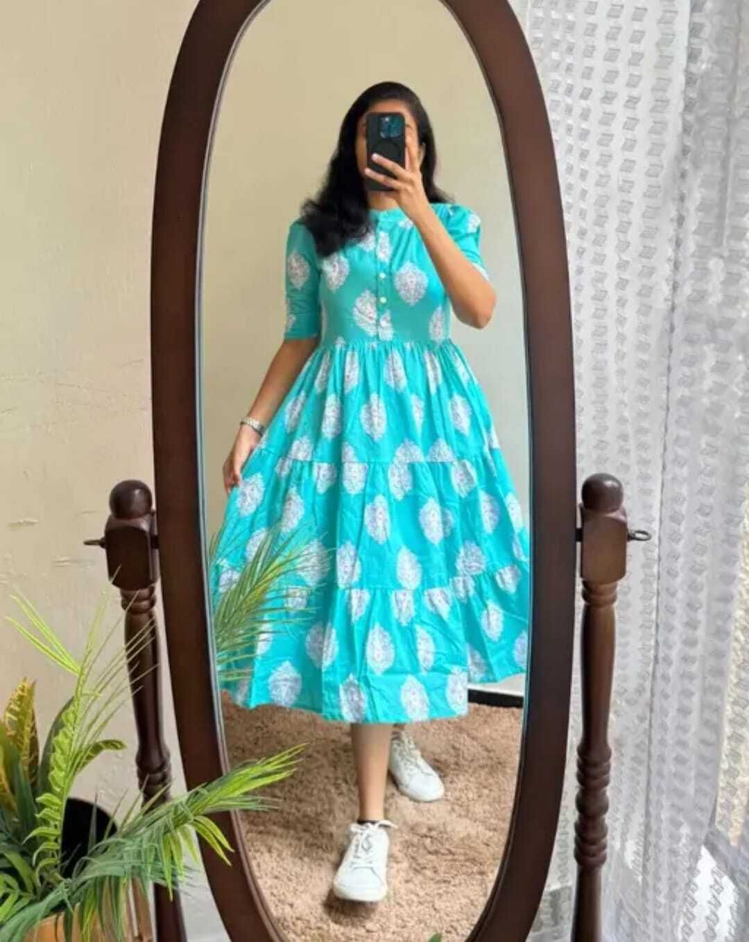 Women Fit and Flare Blue Midi/Calf Length Dress-image-37