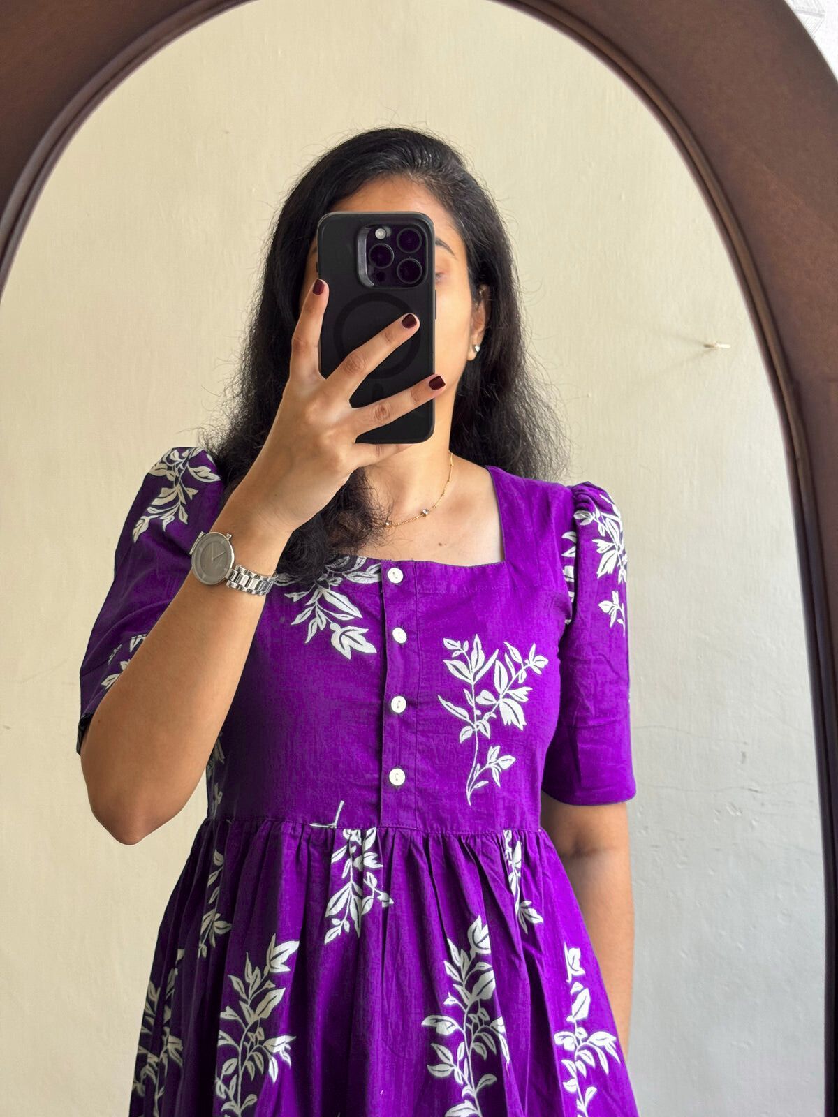 Women A-line Purple Midi/Calf Length Dress-image-18