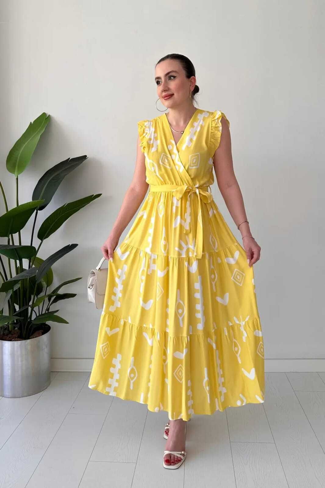 Women Wrap Yellow Maxi/Full Length Dress-image-29