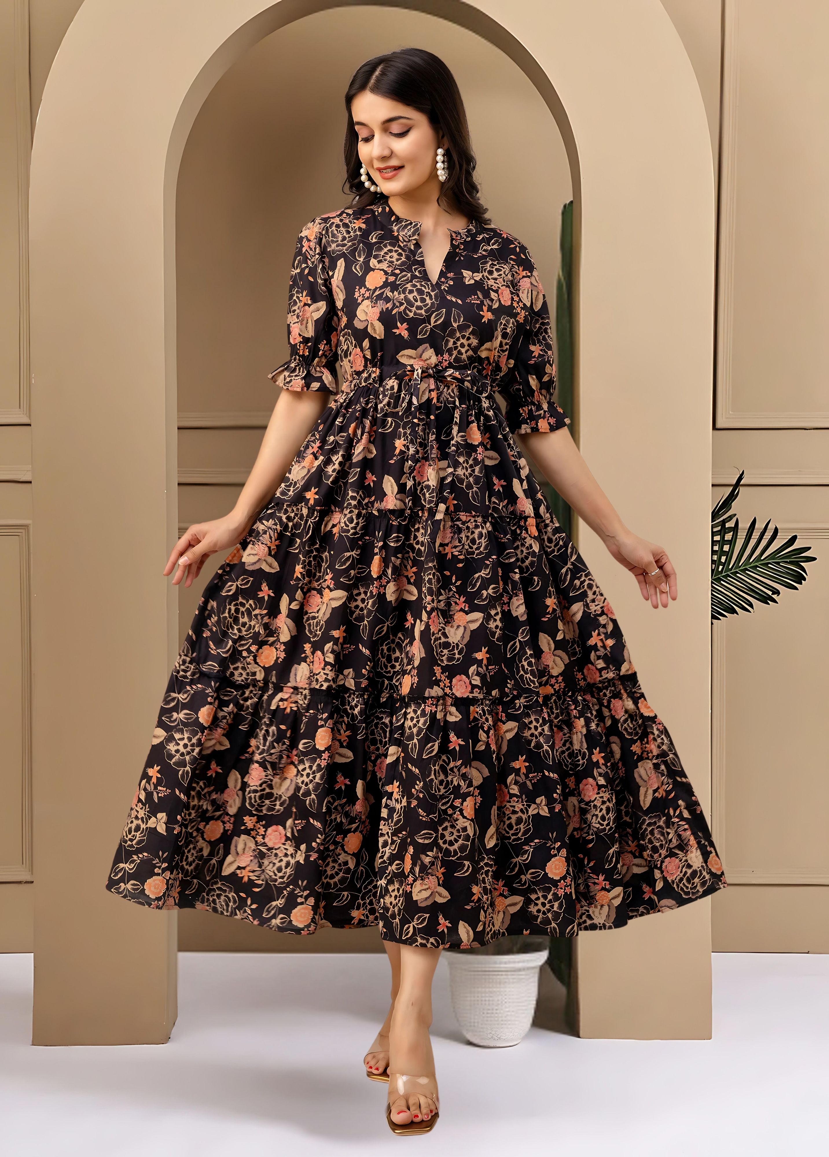 deklook Women Fit and Flare Black Maxi/Full Length Dress-picture-36