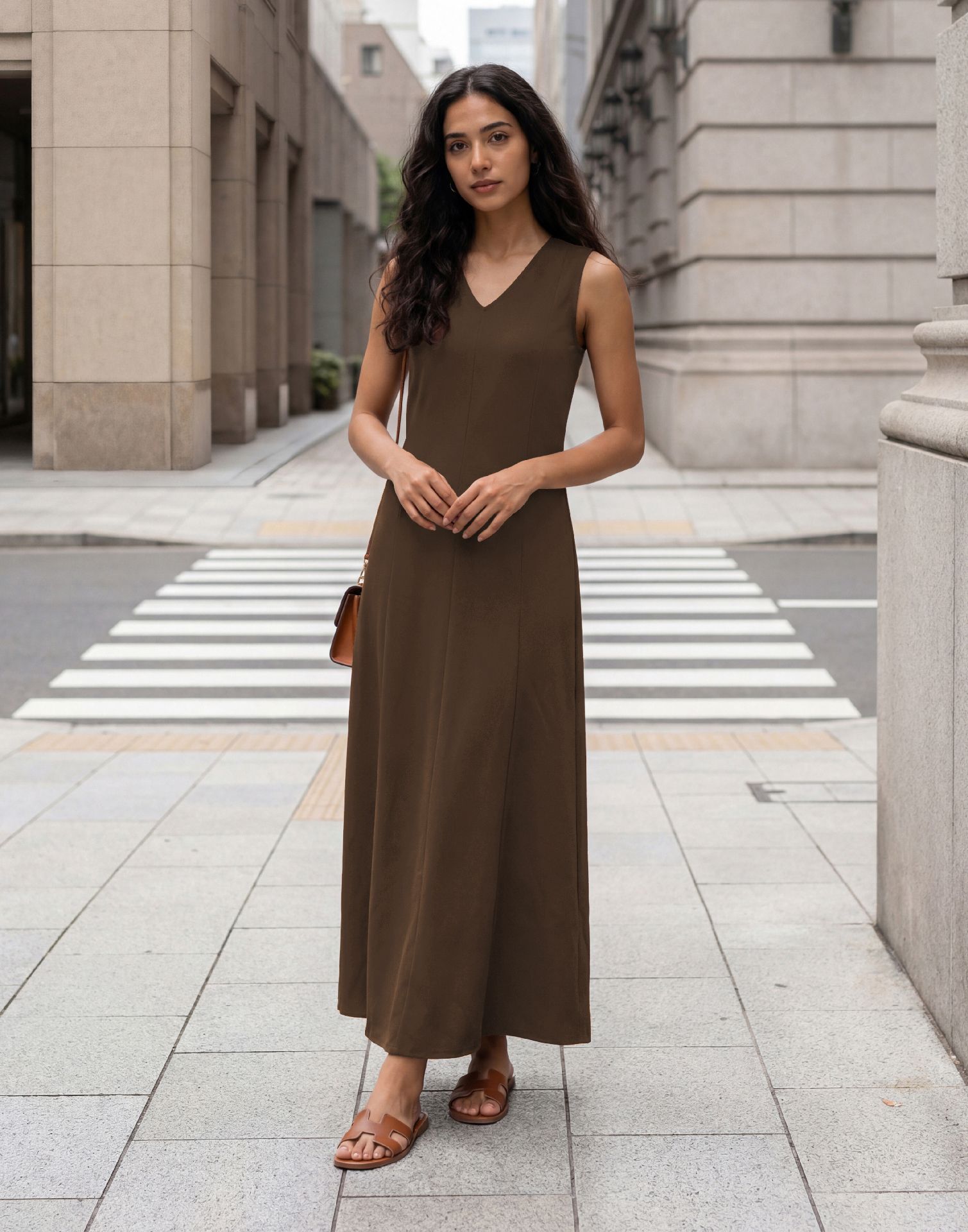 selvia Women Maxi Brown Full Length Dress-picture-14