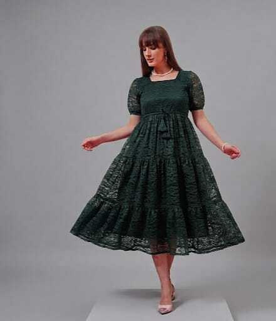 vidula Women Tiered Dark Green Midi/Calf Length Dress-picture-13