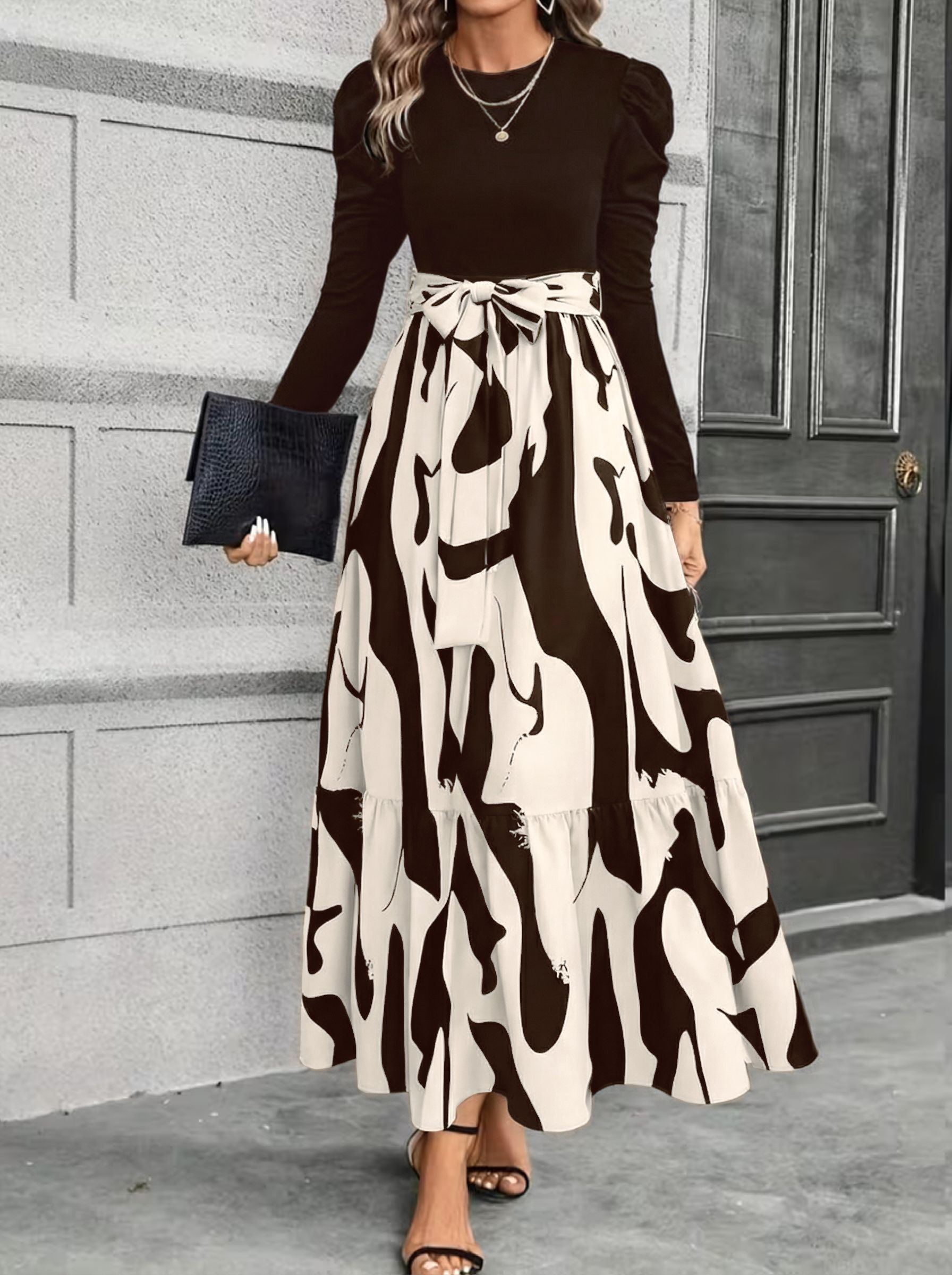 Women Fit and Flare Brown Ankle Length Dress-image-43
