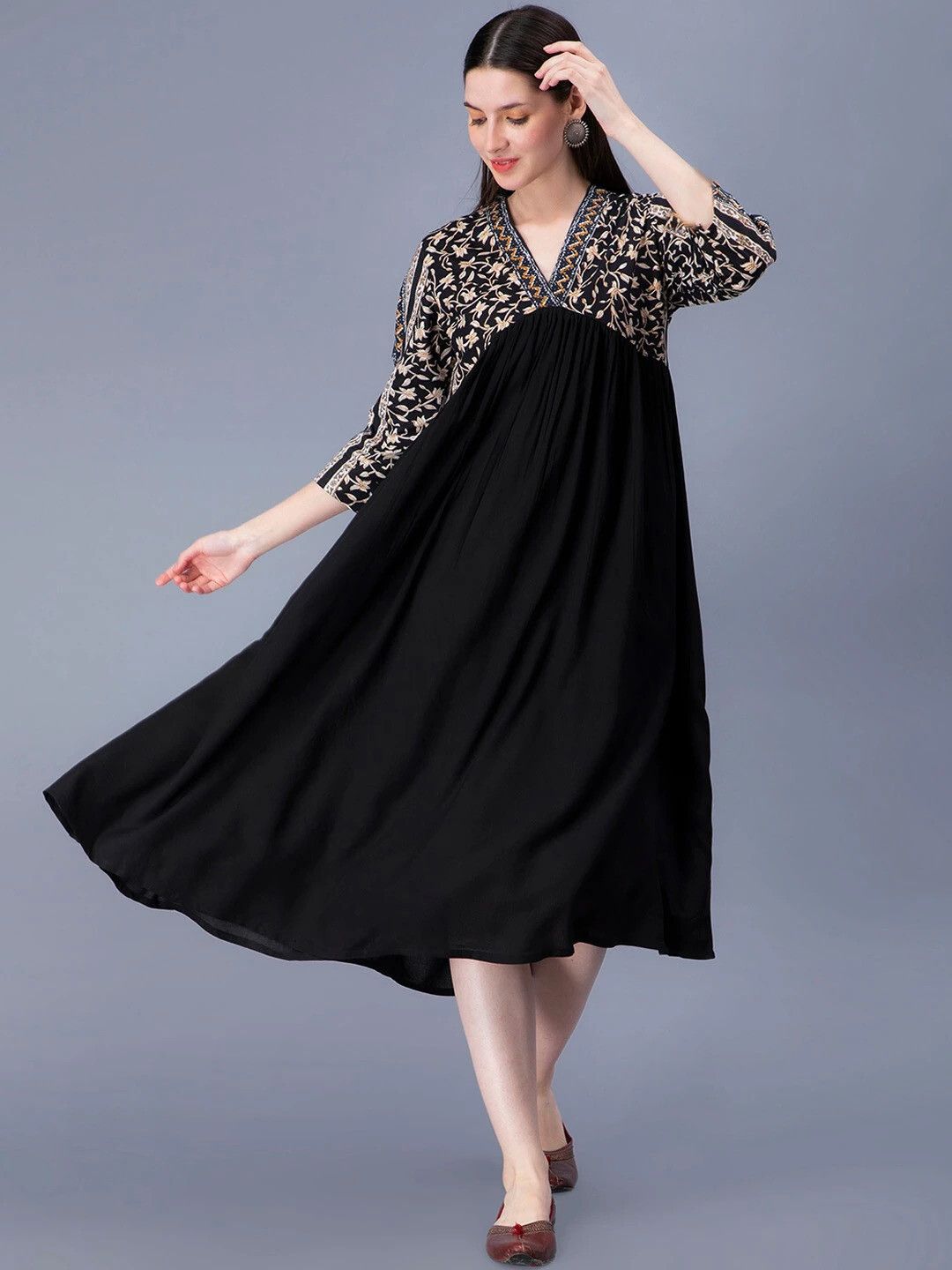 Women Gown Black Midi/Calf Length Dress-image-39