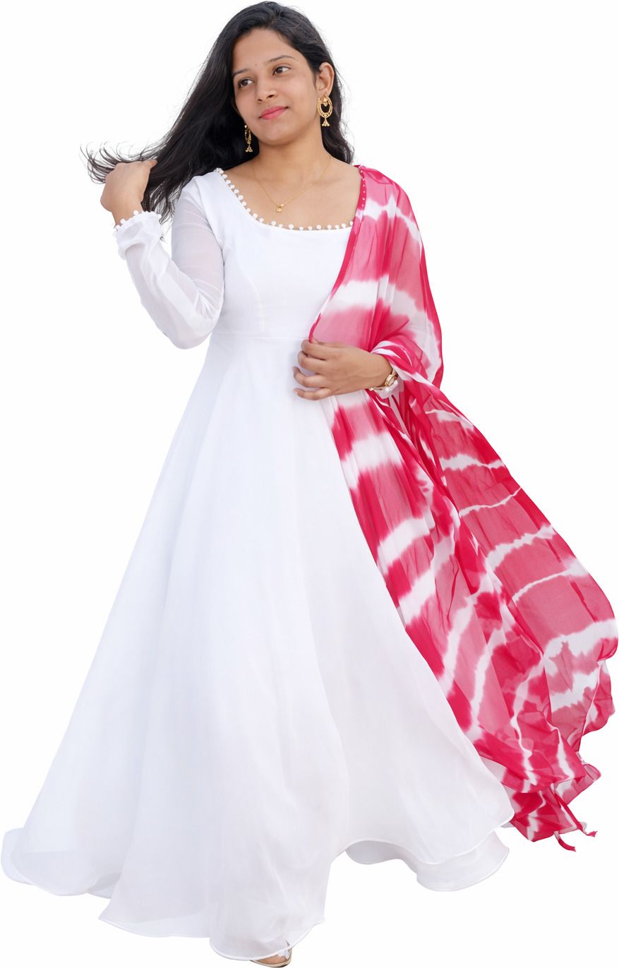 Solid Georgette Stitched Anarkali Gown-image-10