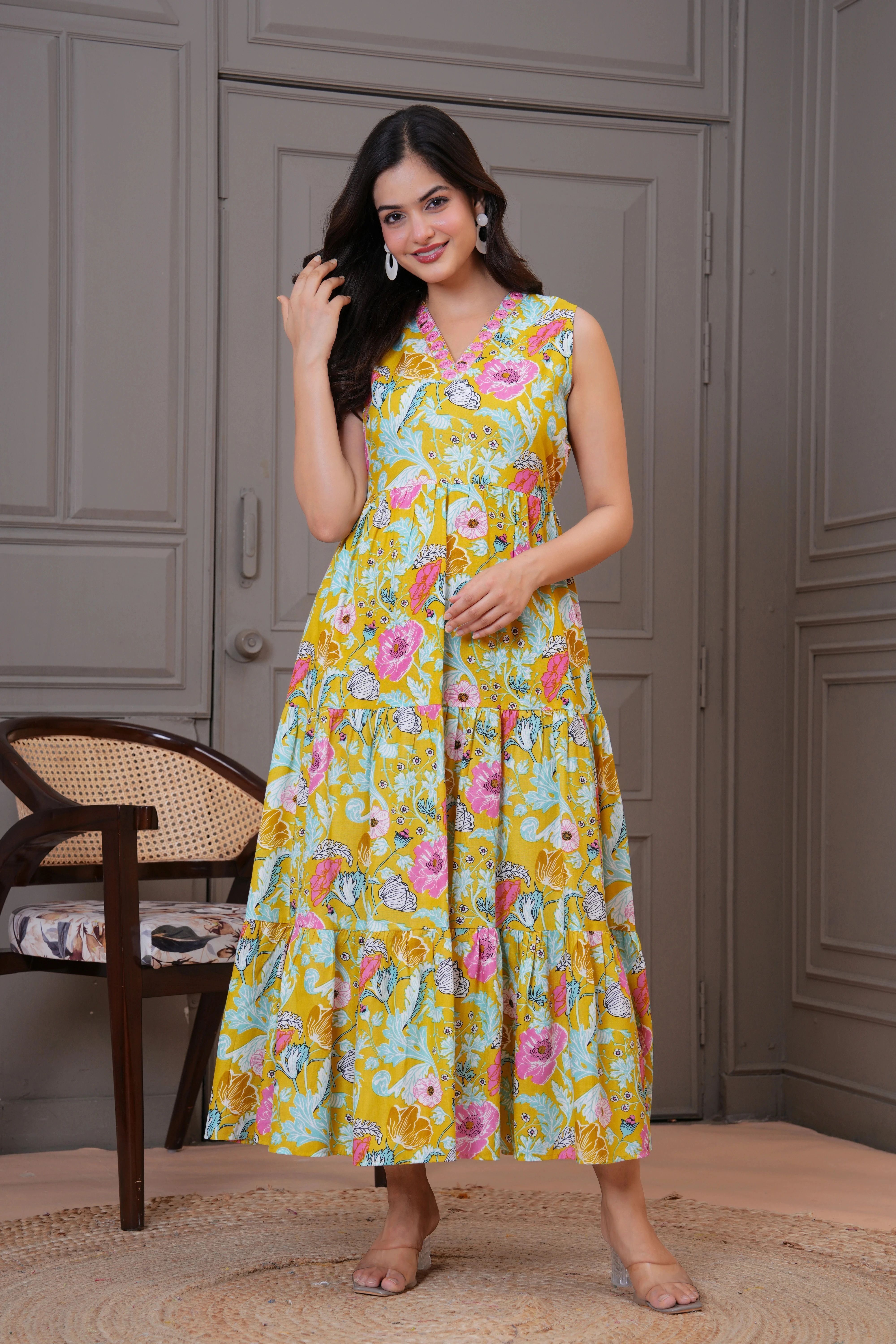 Women Maxi Multicolor Full Length Dress-image-41
