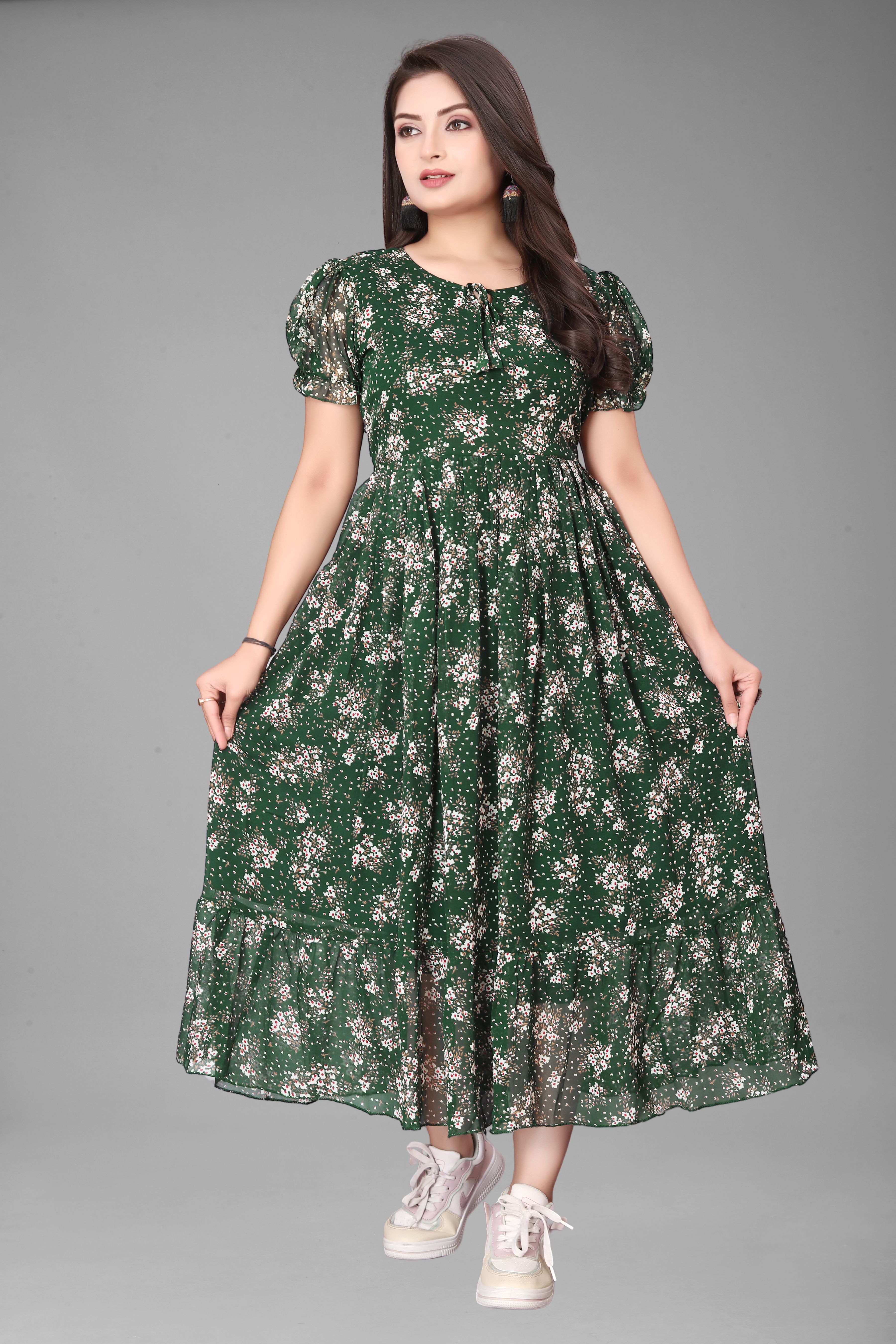 Women Maxi Green Full Length Dress-image-28