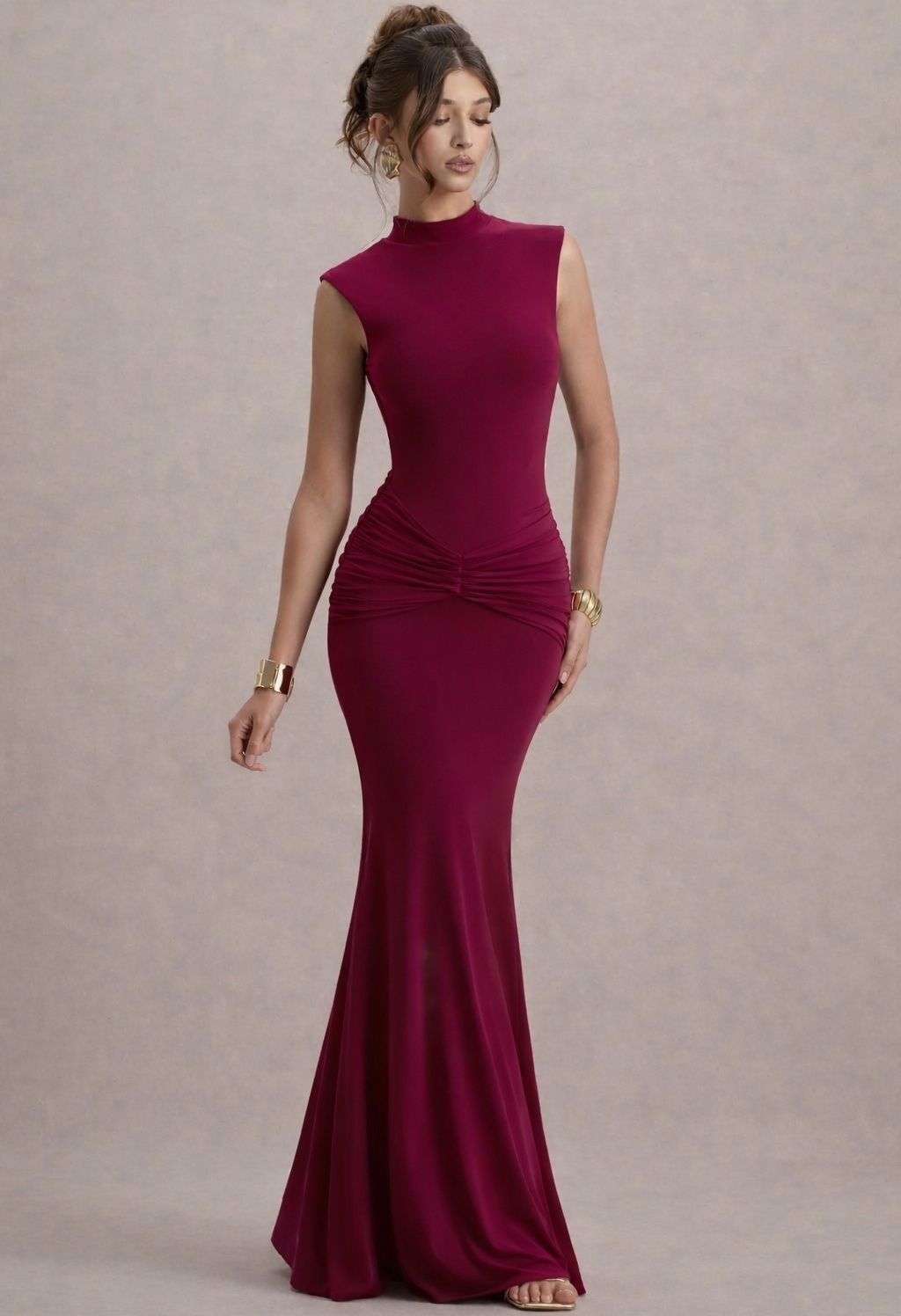 Women Bodycon Maroon Maxi/Full Length Dress-image-35