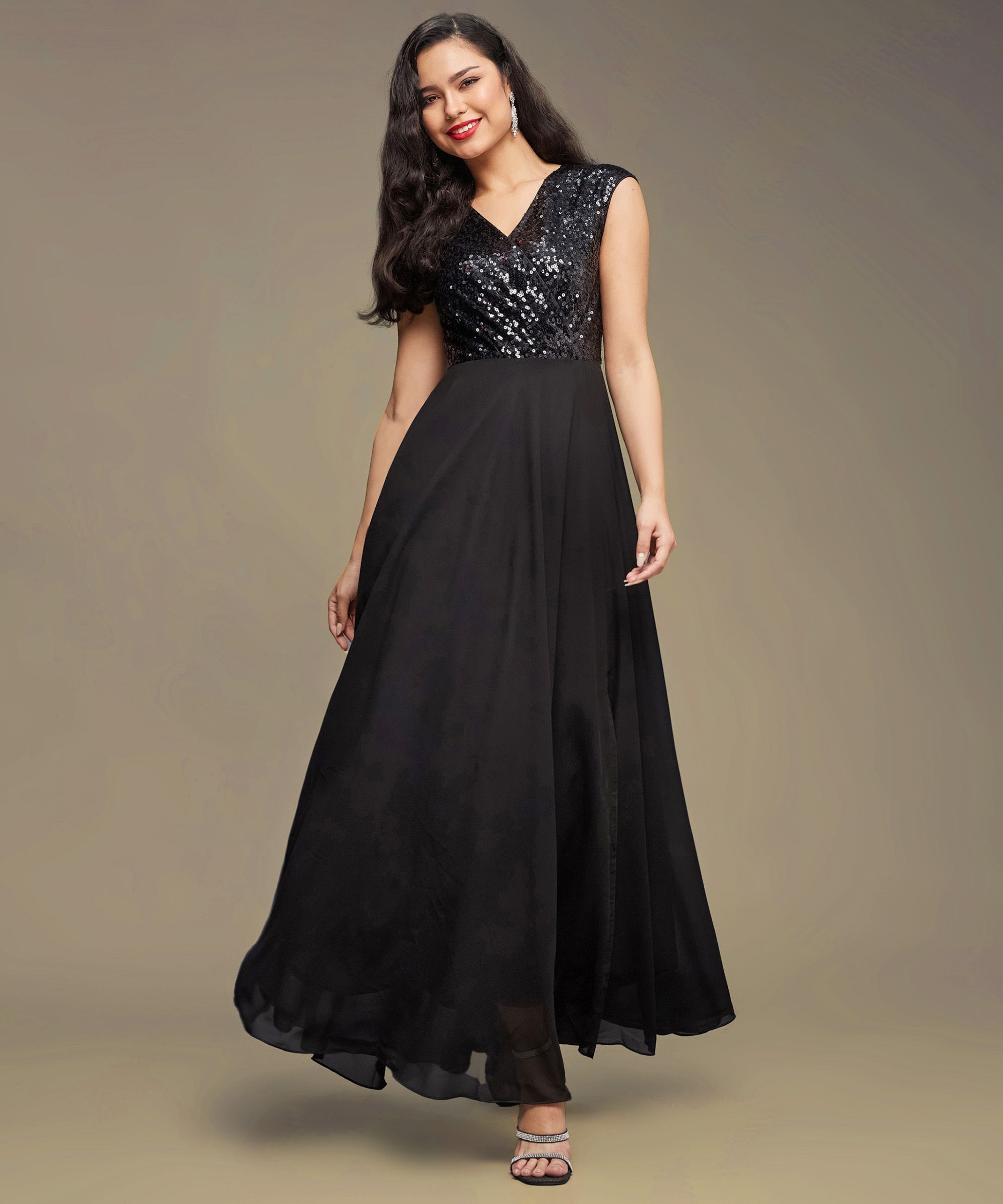 Women Maxi Black Full Length Dress-image-24