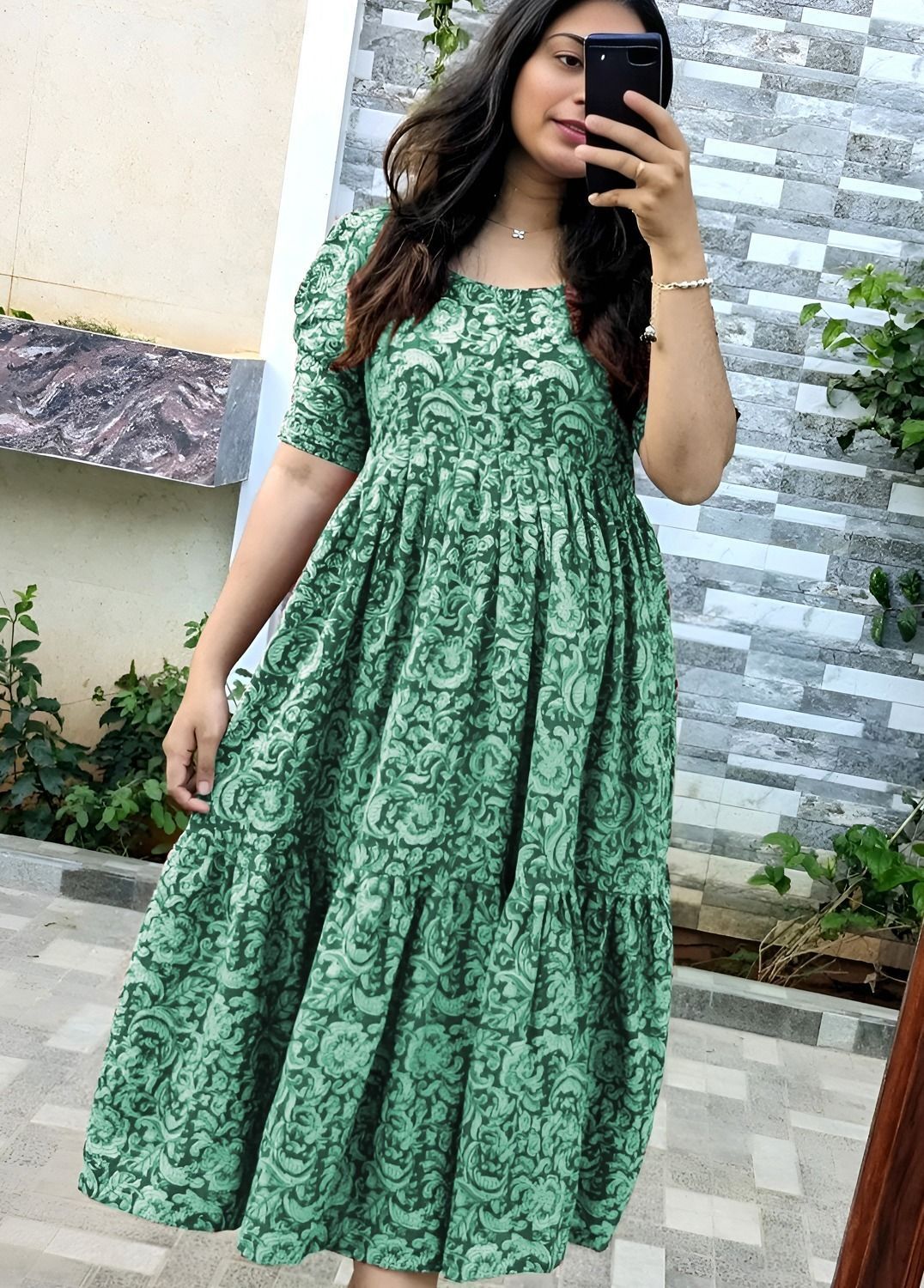 abcd Women Gown Green Ankle Length Dress-picture-1