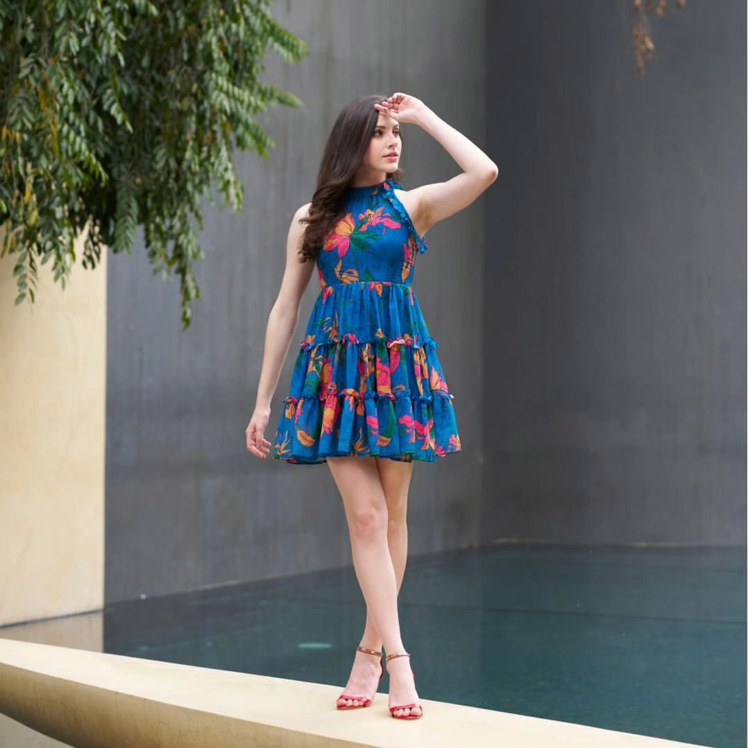 fashion club collection Women Ethnic Dress Blue Midi/Calf Length Dress-picture-41