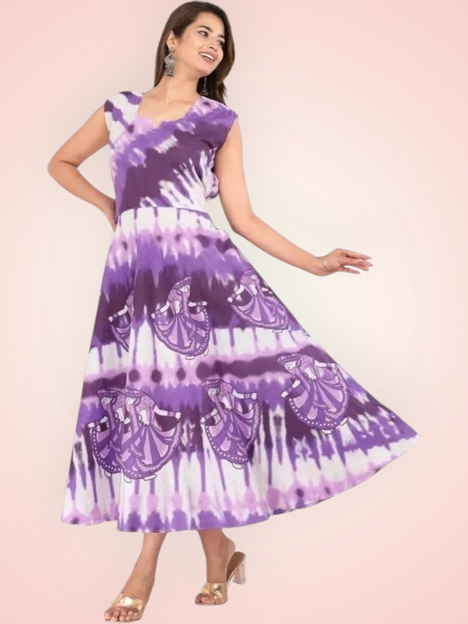 women ethnic dress purple knee length dress