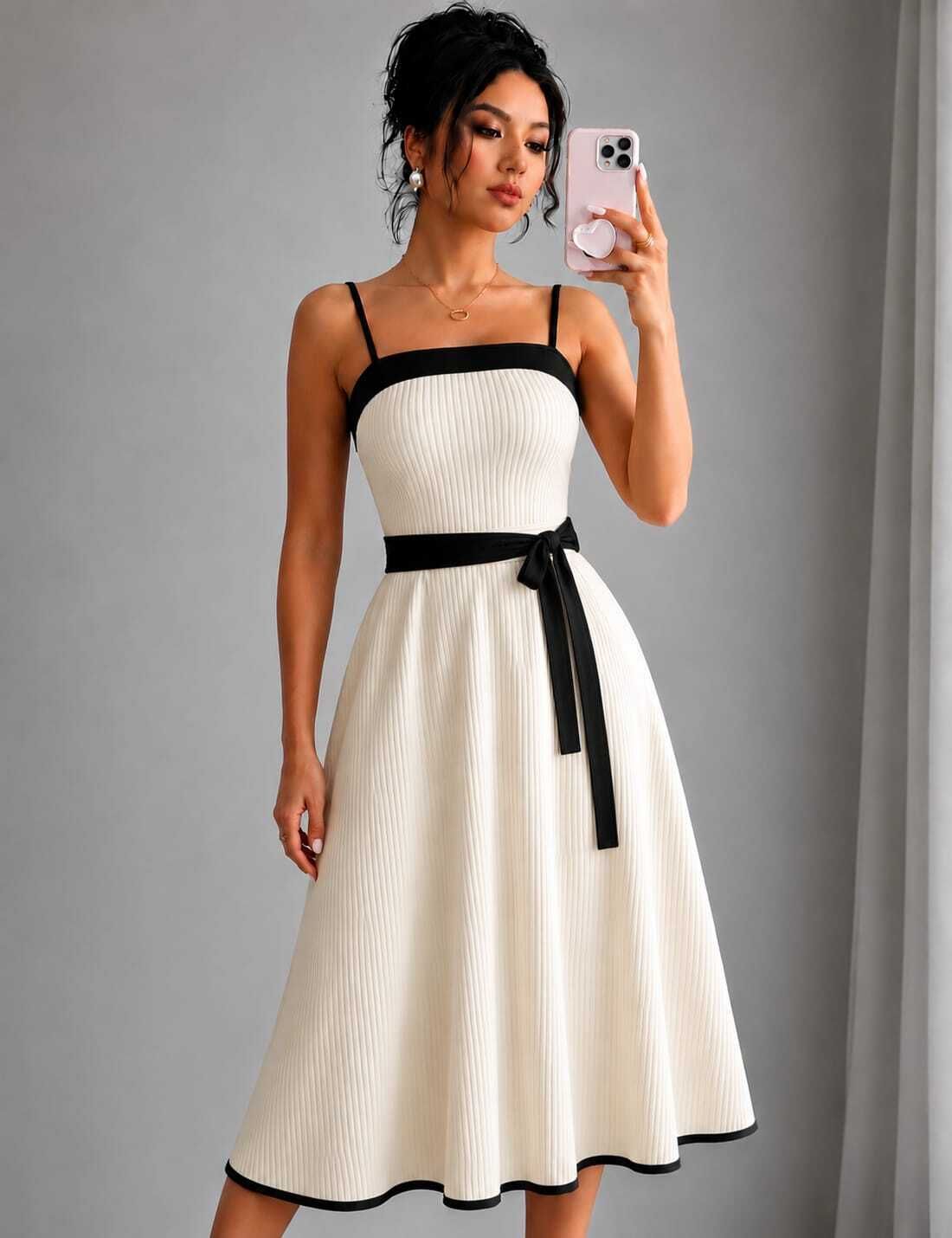 metronaut Women Fit and Flare White Midi/Calf Length Dress-picture-27