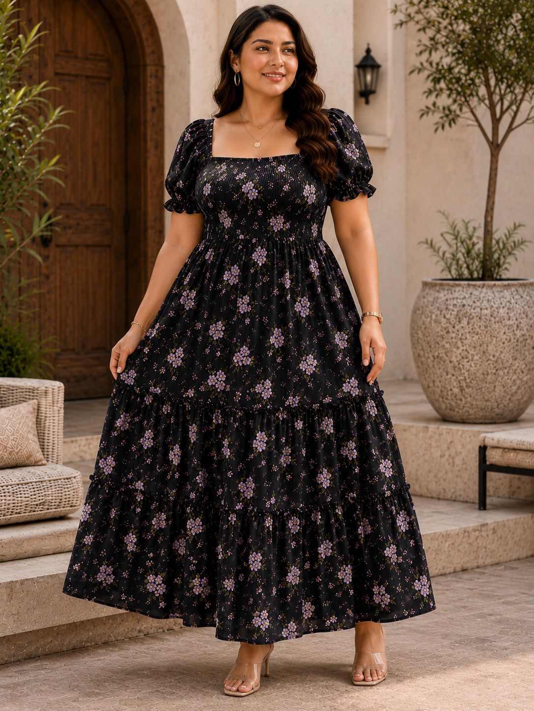 wear one Women Fit and Flare Black Maxi/Full Length Dress-picture-16