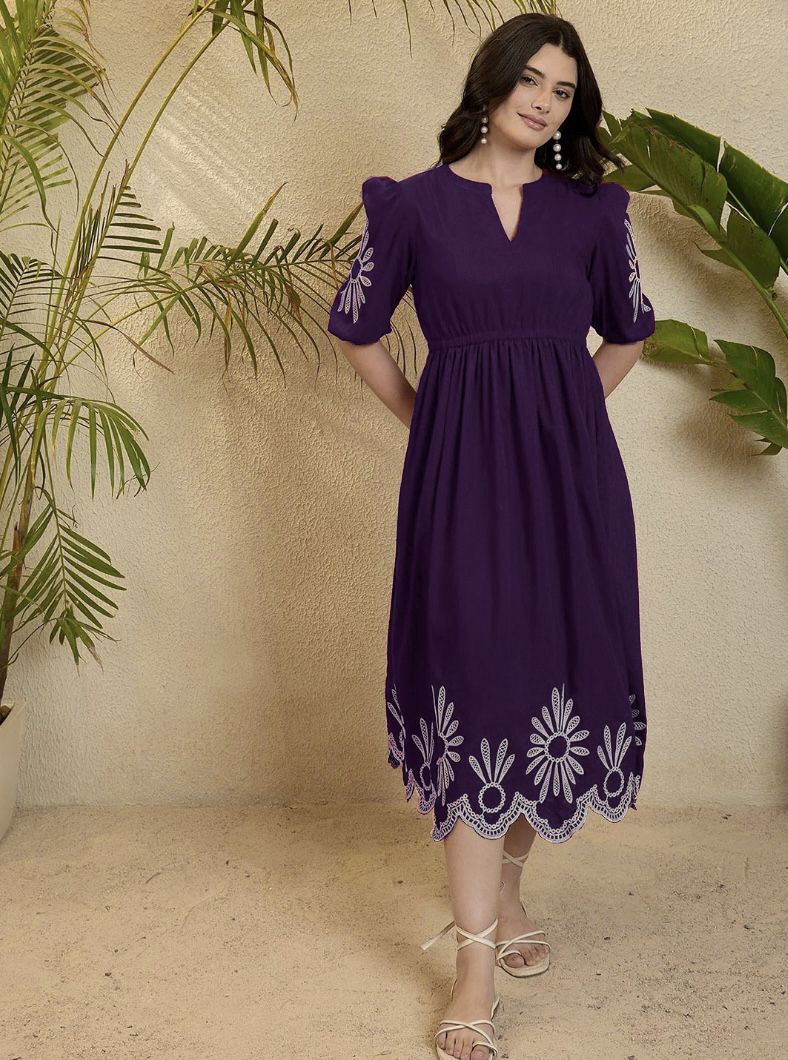 Women Maxi Purple Midi/Calf Length Dress