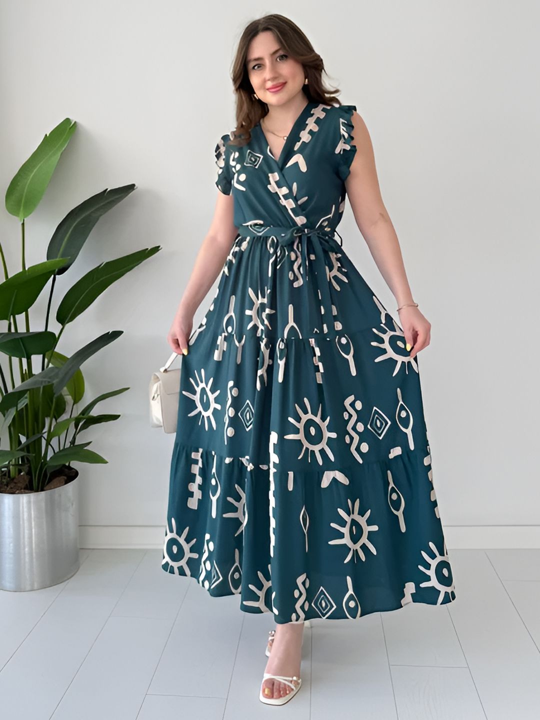 lookshine Women Fit and Flare Green Midi/Calf Length Dress-picture-13