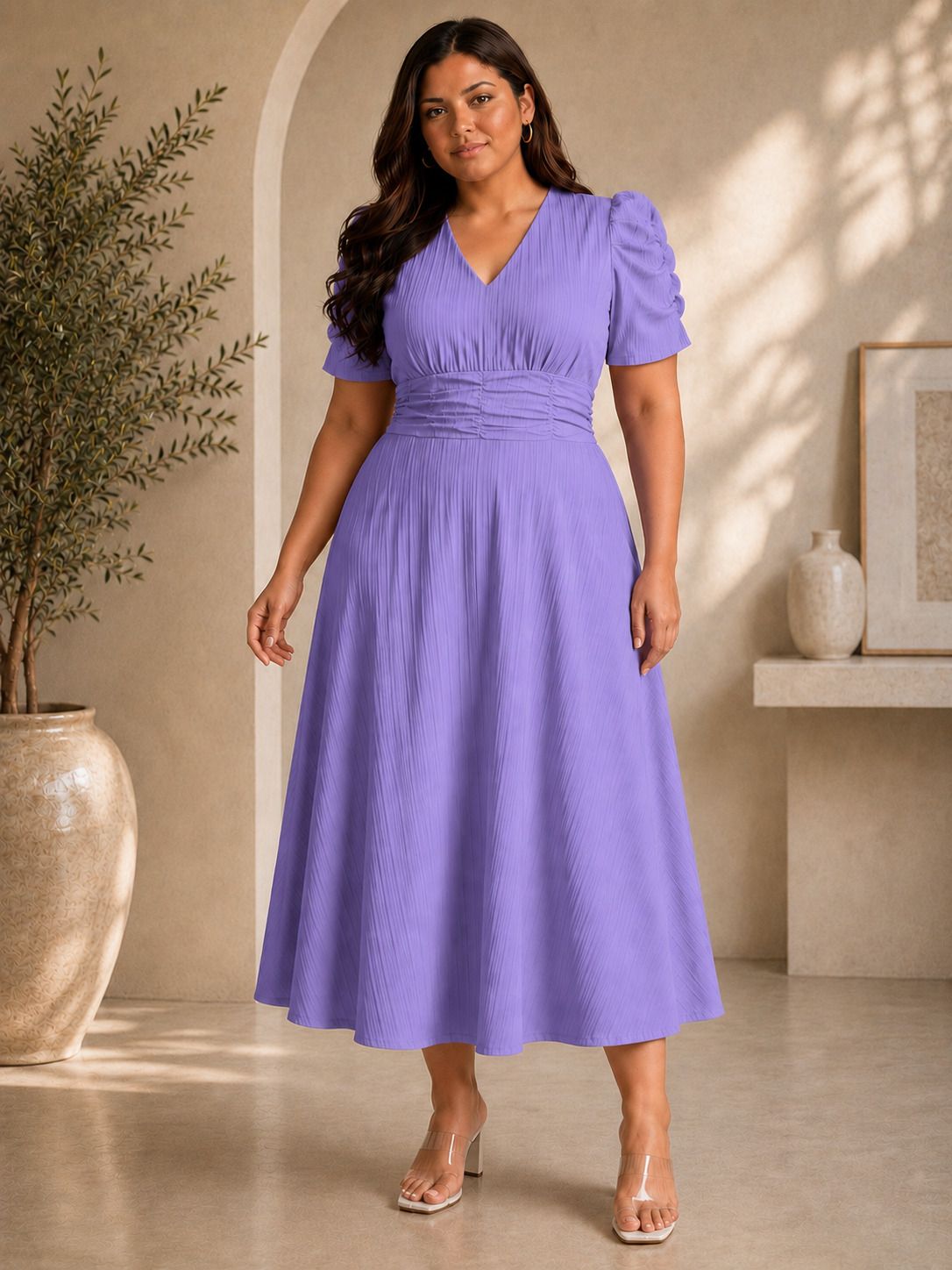 fabflee Women A-line Purple Ankle Length Dress-picture-42