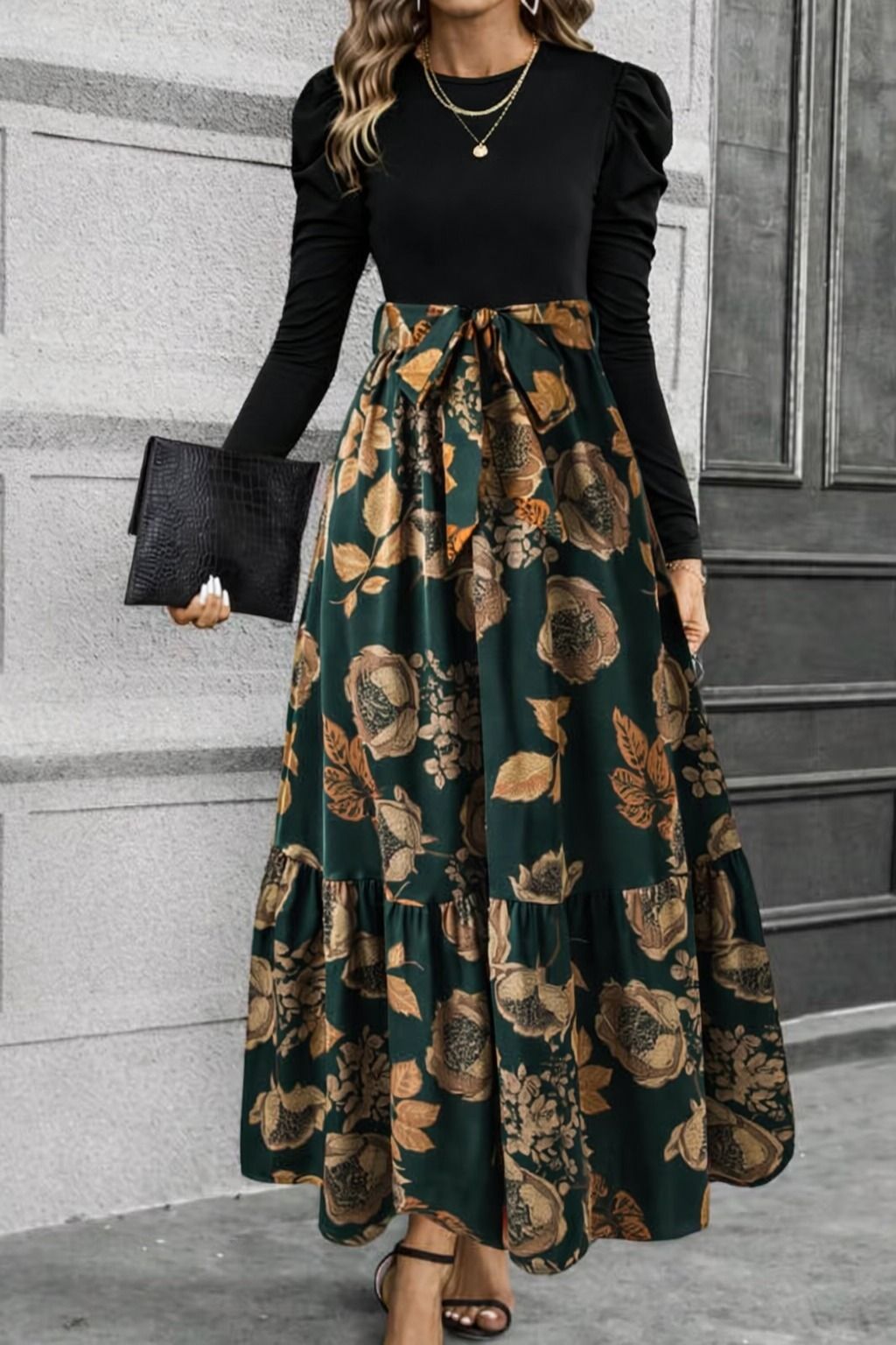 Women Maxi Green Full Length Dress-image-29
