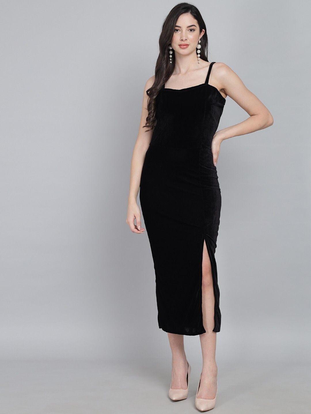 vaararo Women Bodycon Black Below Knee Dress-picture-49