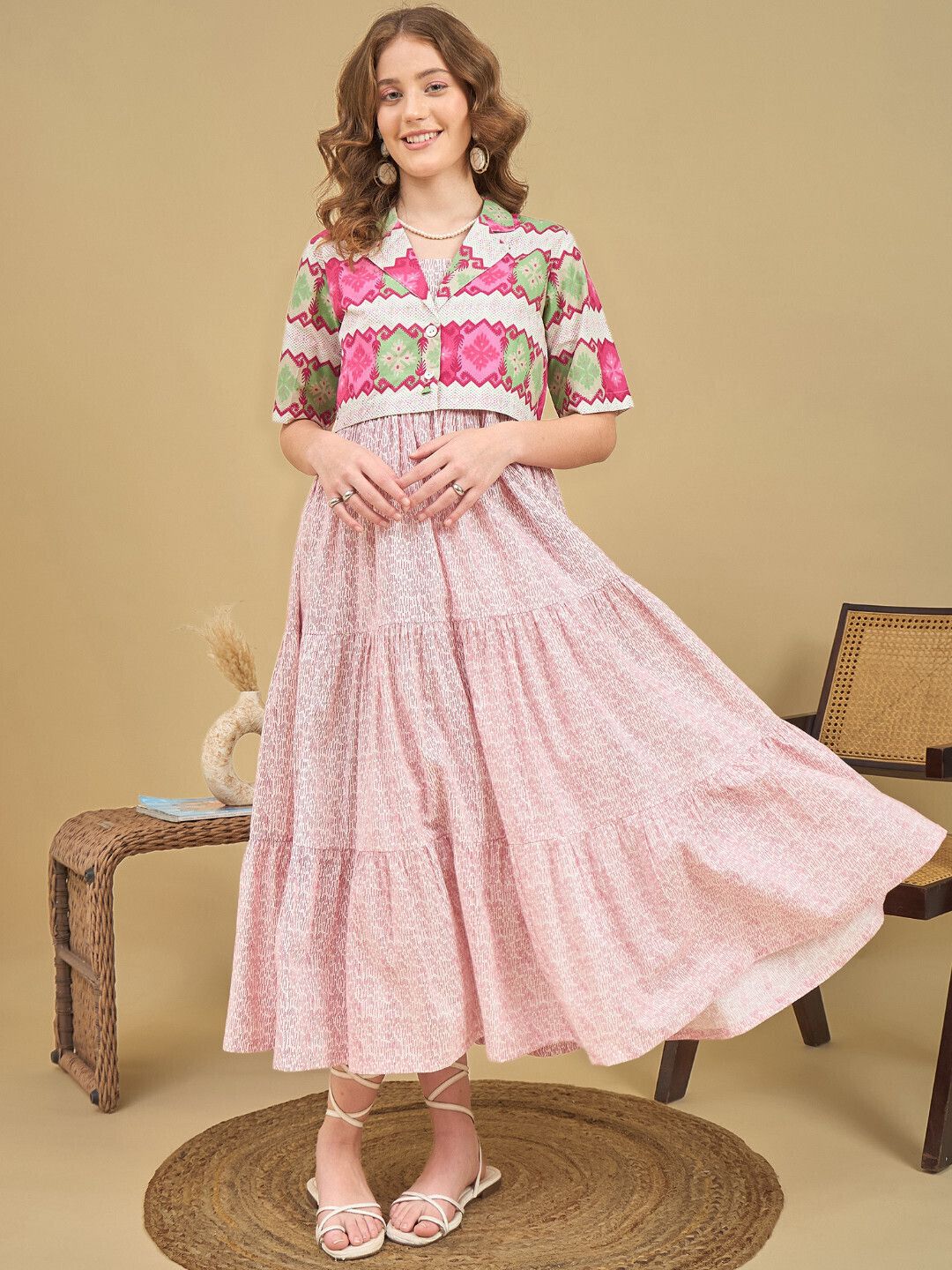zummer Women Fit and Flare Pink Midi/Calf Length Dress-picture-49