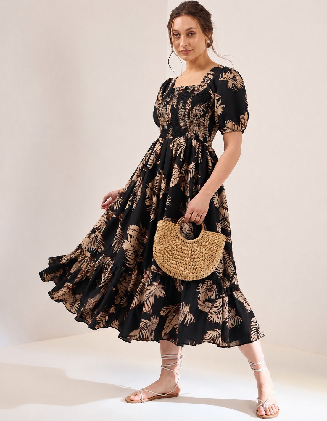 deklook Women Fit and Flare Black Maxi/Full Length Dress-picture-4