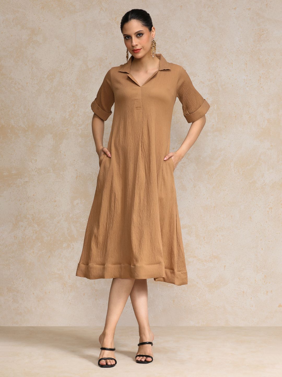 varanga Women Maxi Beige Full Length Dress-picture-21