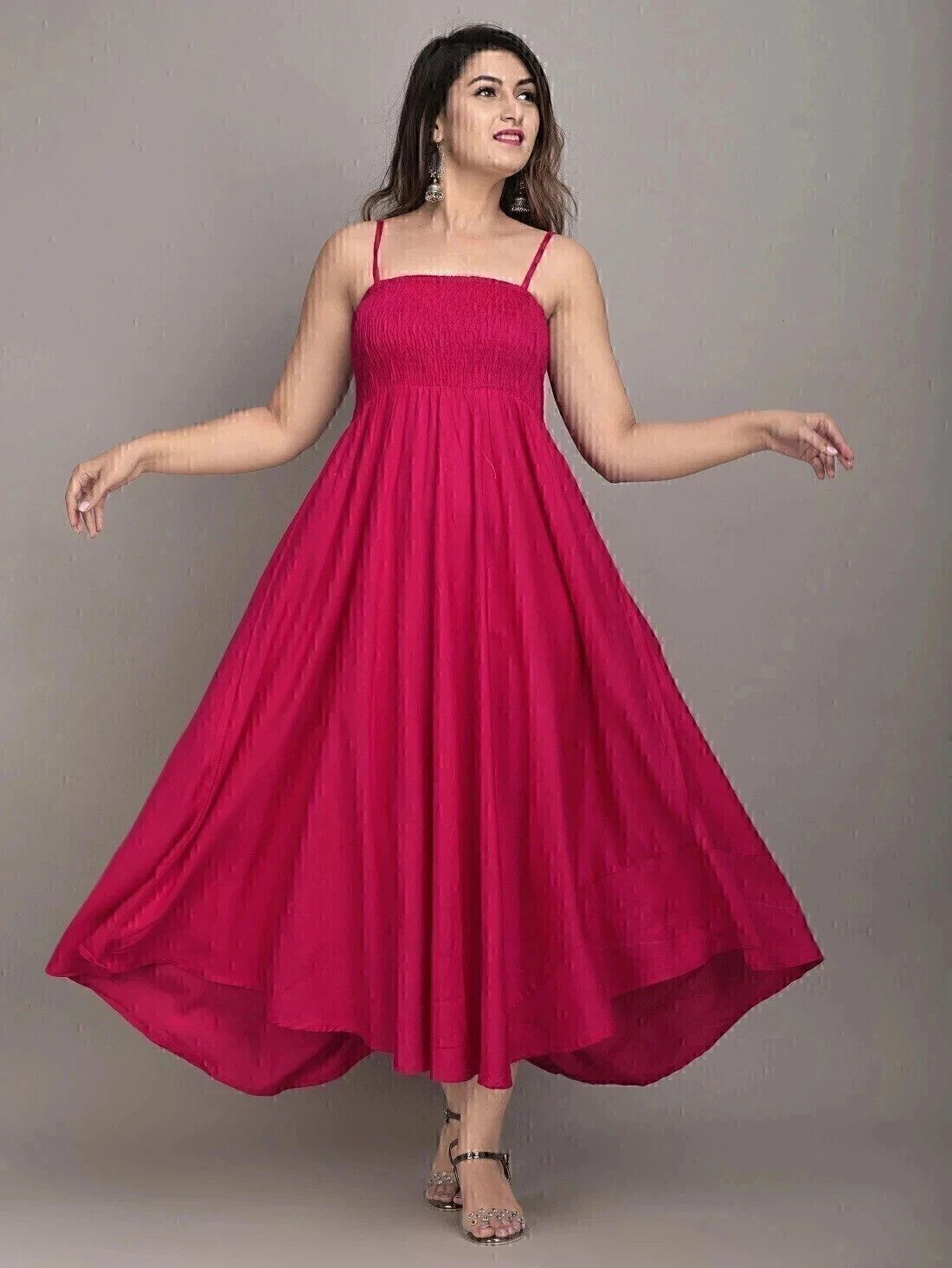 gtrt Women Fit and Flare Pink Maxi/Full Length Dress-picture-38
