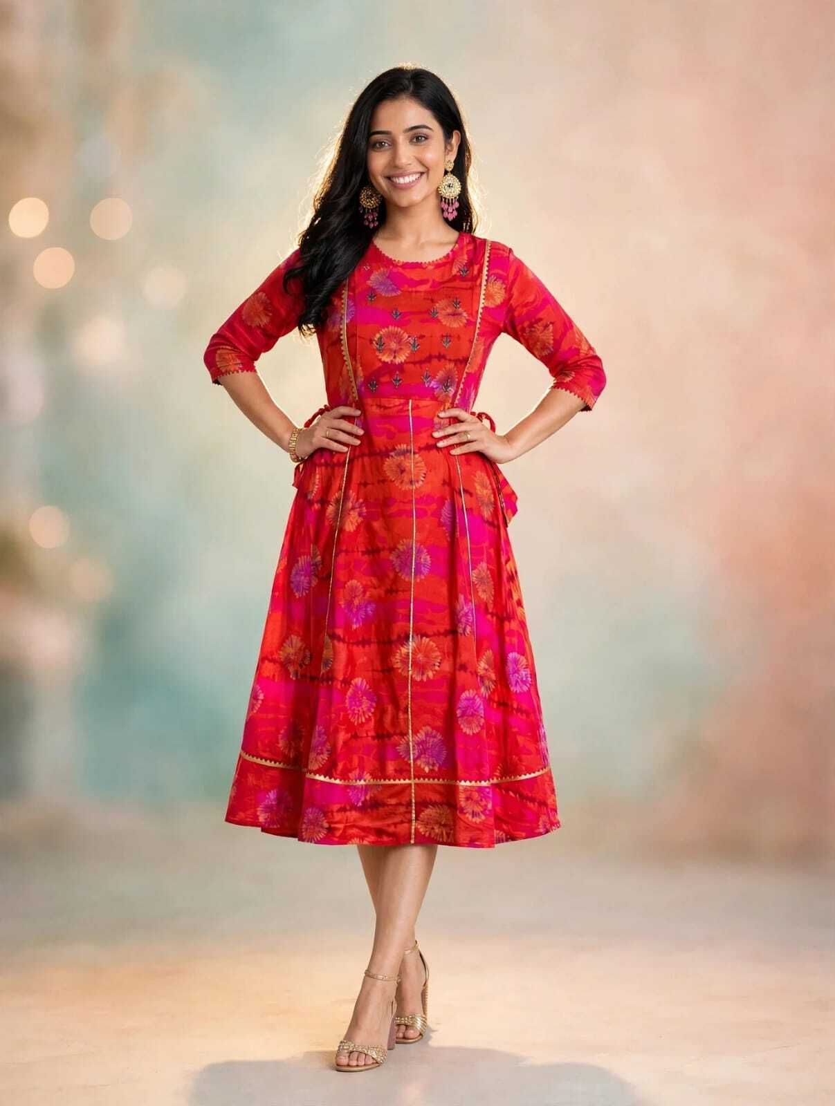 yashee Women Fit and Flare Red Midi/Calf Length Dress-picture-36