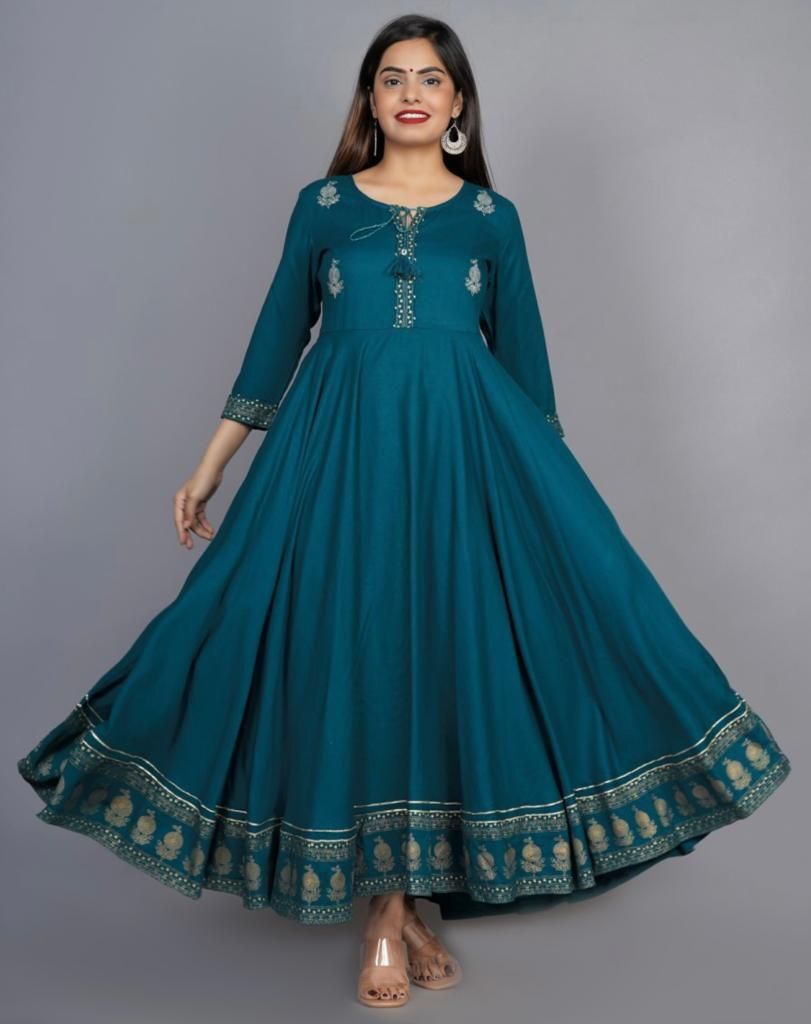 Women Fit and Flare Light Green Ankle Length Dress-image-11