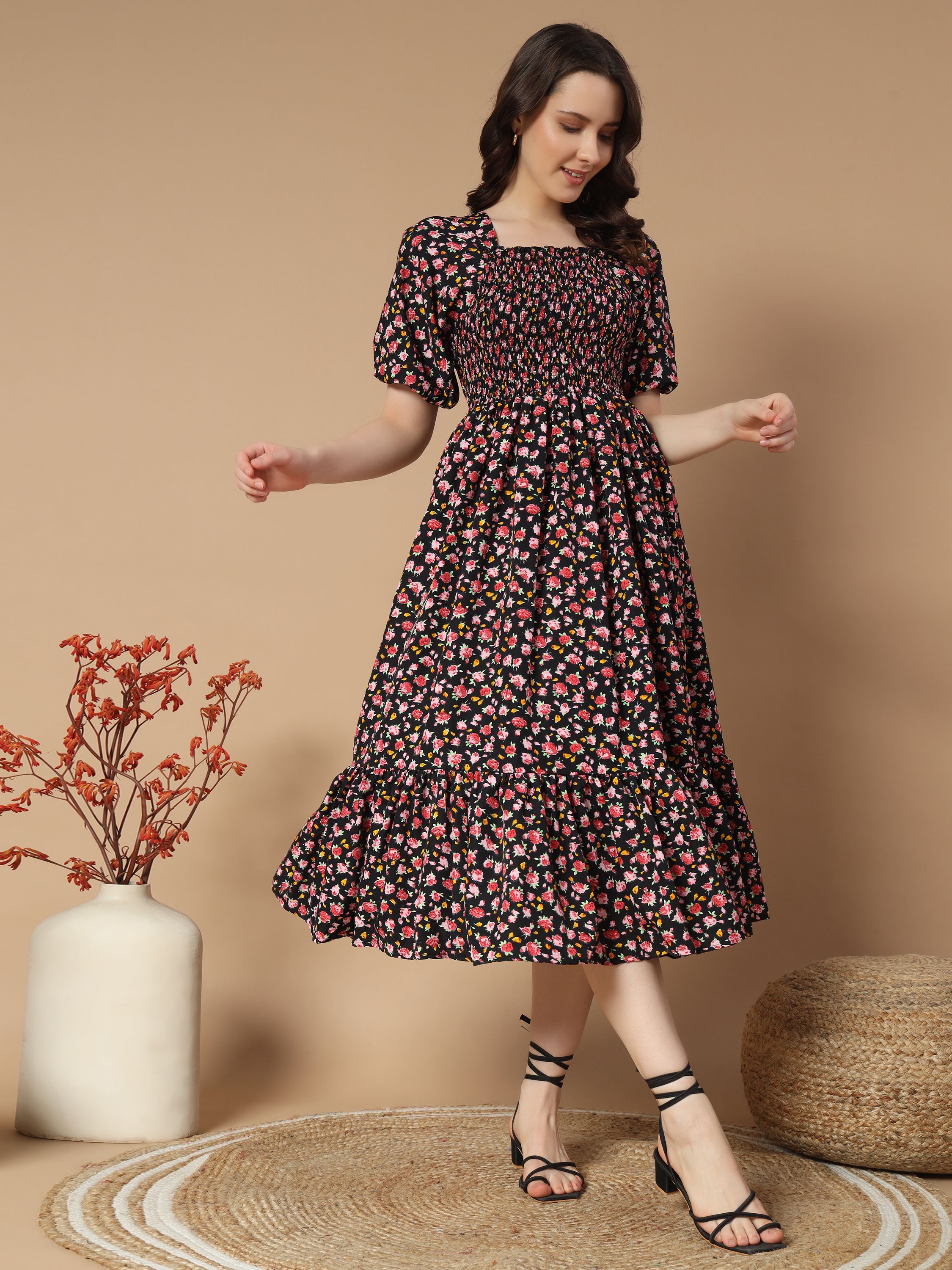 metronaut Women A-line Black Midi/Calf Length Dress-picture-26