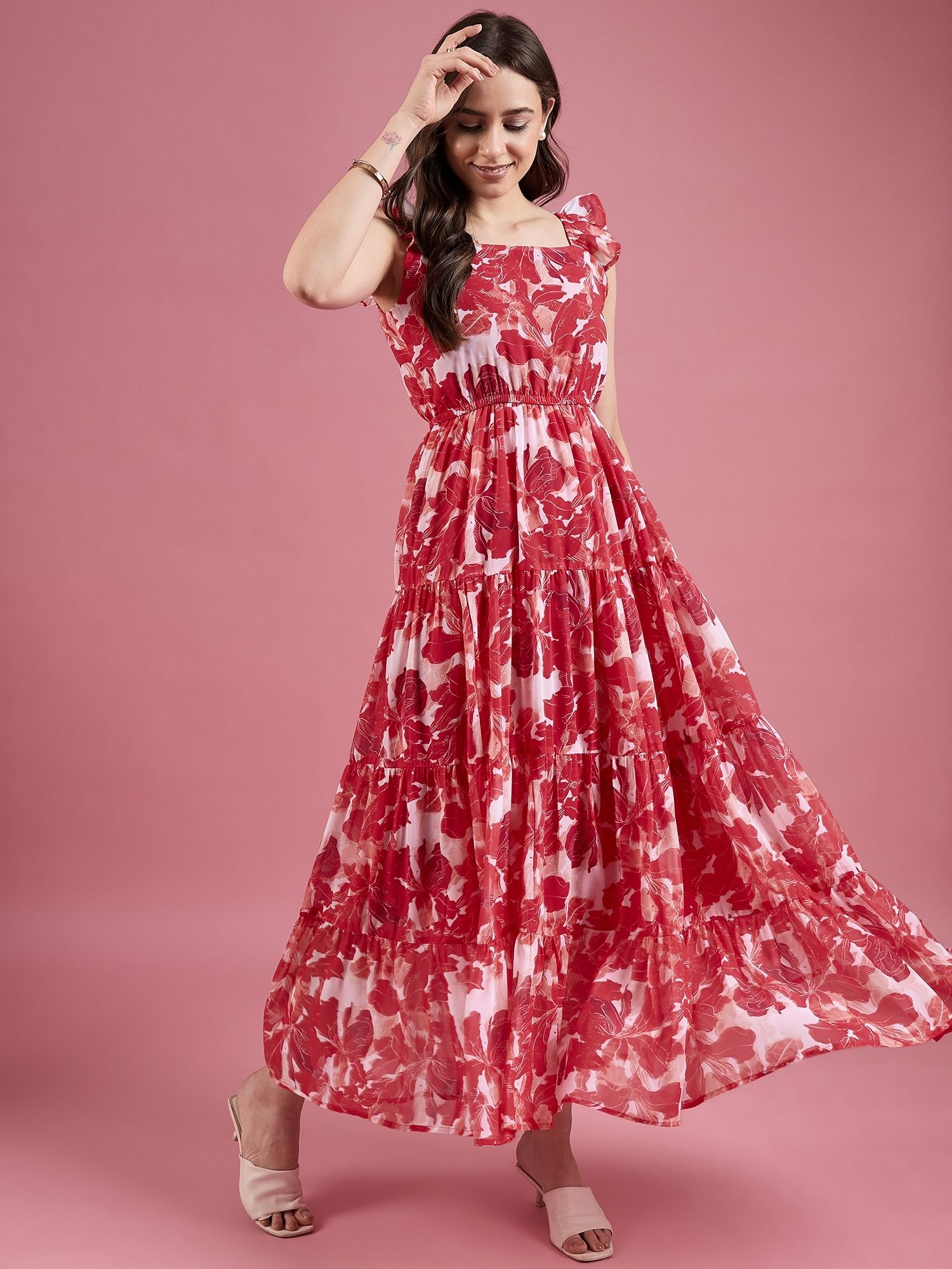 dressberry Women A-line Pink Maxi/Full Length Dress-picture-26