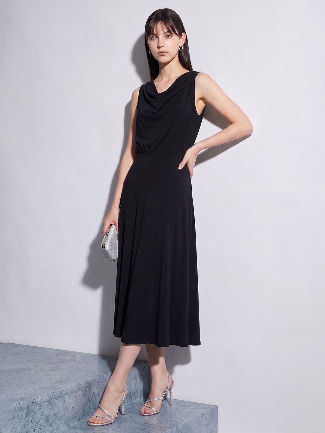 code by lifestyle Women A-line Black Midi/Calf Length Dress-picture-12
