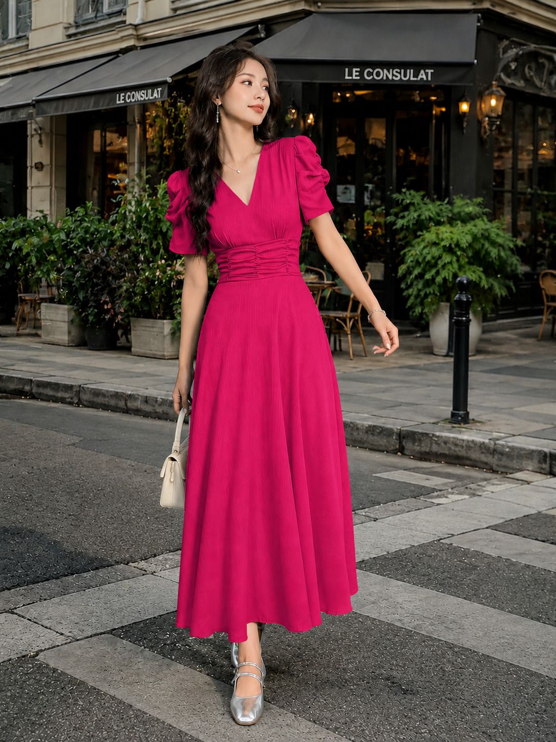 metronaut Women A-line Pink Below Knee Dress-picture-38