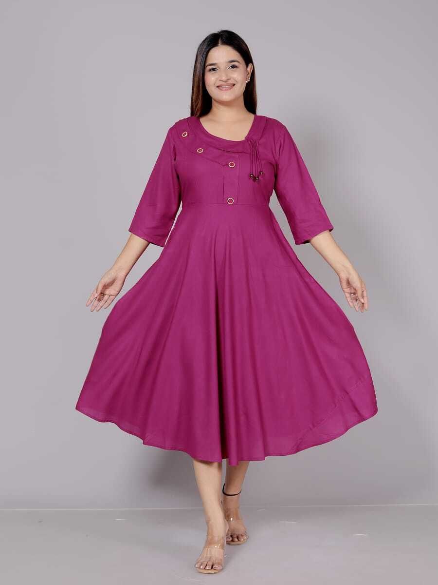 Women Fit and Flare Pink Below Knee Dress-image-20