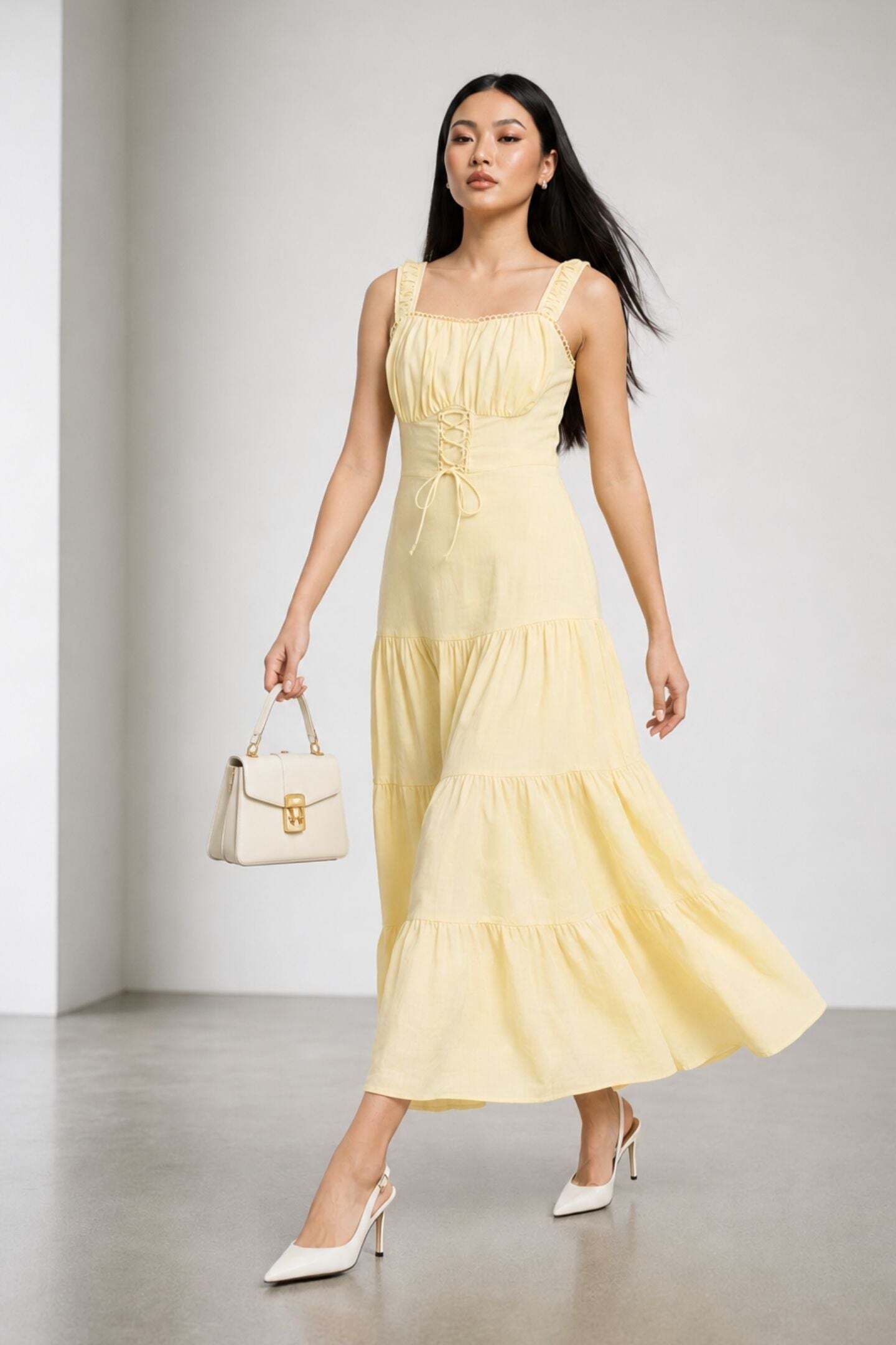 virgio Women Fit and Flare Yellow Maxi/Full Length Dress-picture-10