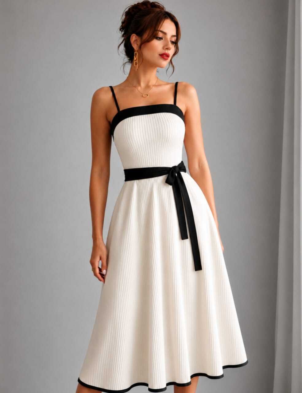 traquila Women Fit and Flare White Midi/Calf Length Dress-picture-11